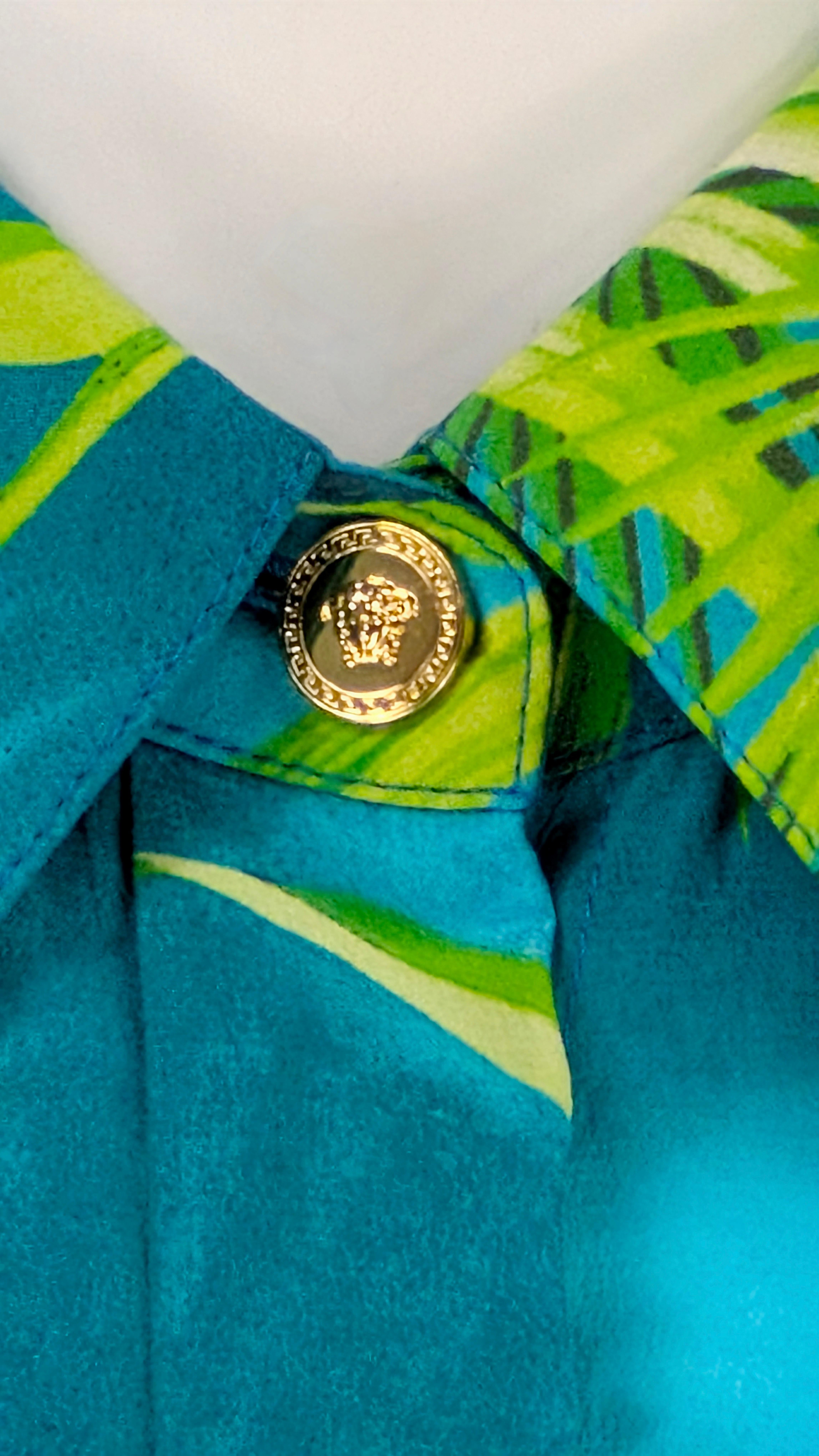 VERSACE S/S 2020 silk shirt Jungle For Sale 4