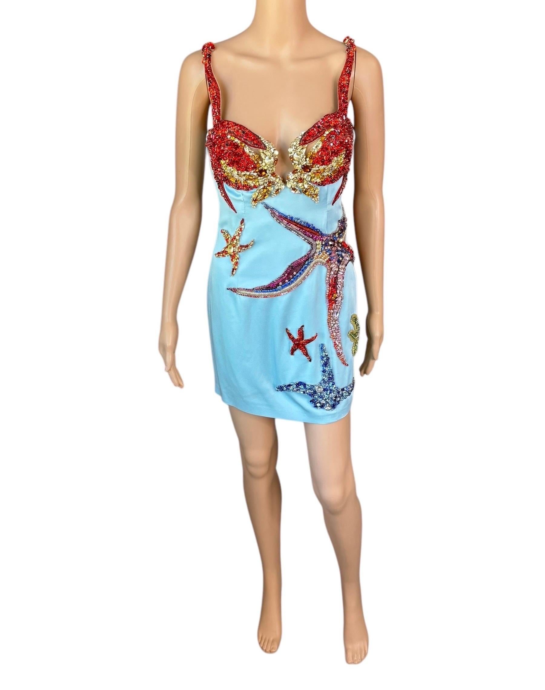Versace S/S 2021 Runway Trésor De La Mer Crystal Embellished Bustier Mini Dress 5