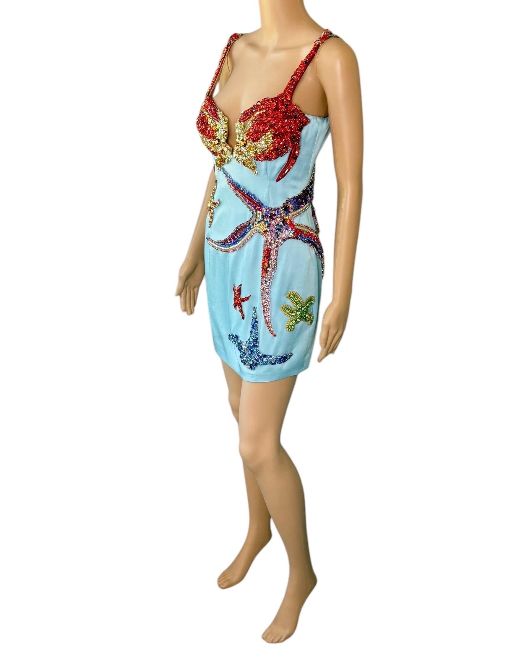 Versace S/S 2021 Runway Trésor De La Mer Crystal Embellished Bustier Mini Dress 7