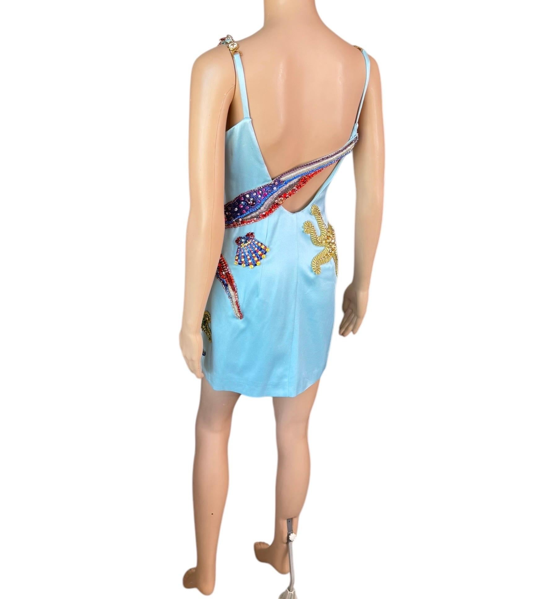 Versace S/S 2021 Runway Trésor De La Mer Crystal Embellished Bustier Mini Dress 8