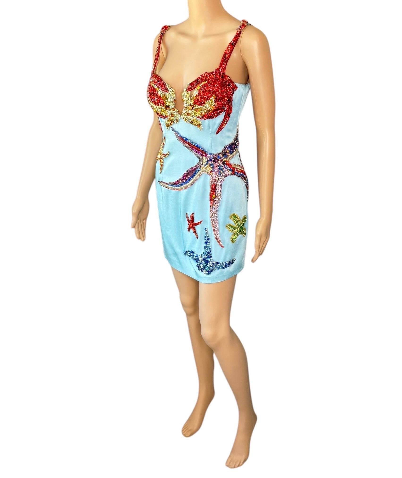 Versace S/S 2021 Runway Trésor De La Mer Crystal Embellished Bustier Mini Dress 9