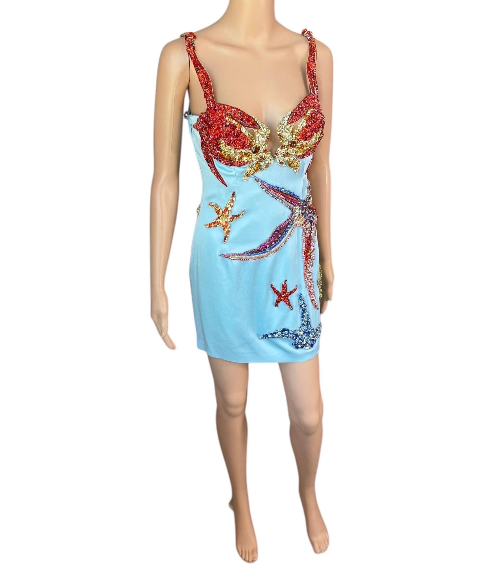 Versace S/S 2021 Runway Trésor De La Mer Crystal Embellished Bustier Mini Dress 10