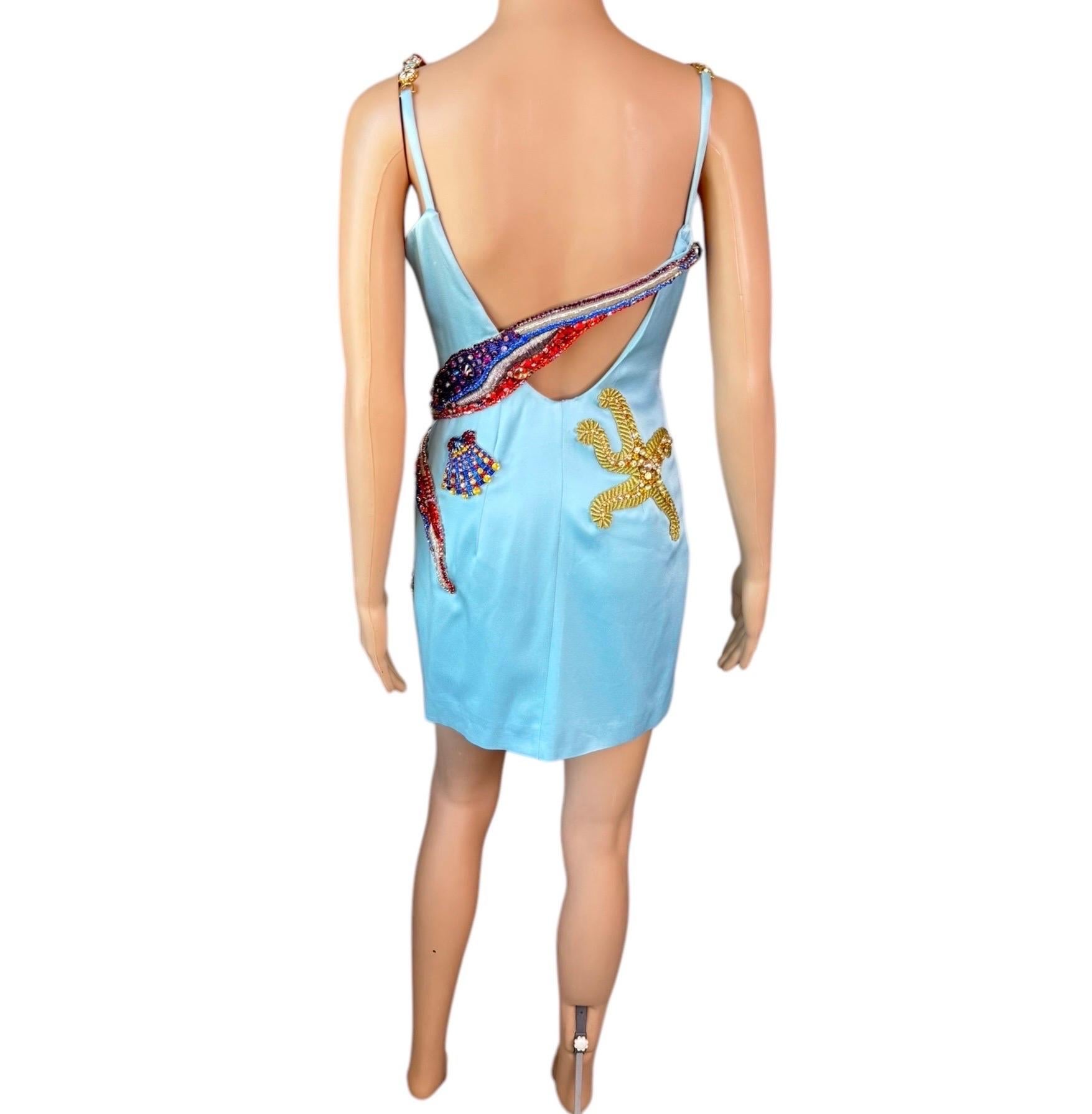 Versace S/S 2021 Runway Trésor De La Mer Crystal Embellished Bustier Mini Dress 11