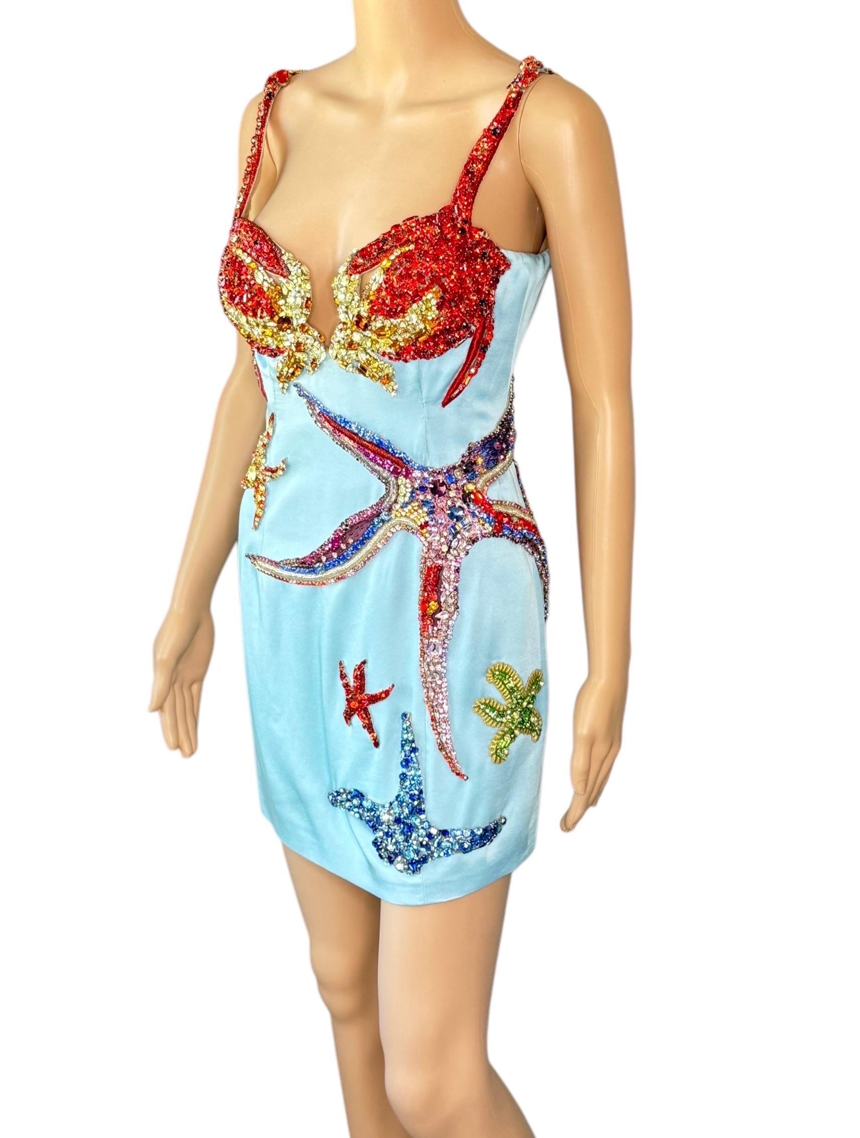 Versace S/S 2021 Runway Trésor De La Mer Crystal Embellished Bustier Mini Dress In Good Condition In Naples, FL