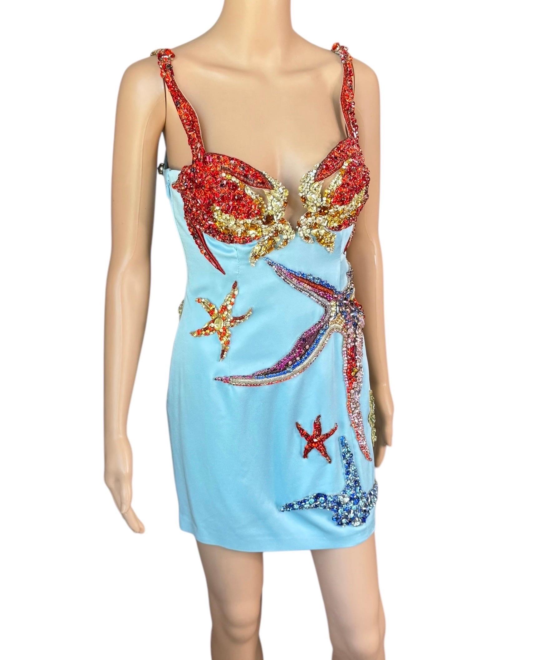 Versace S/S 2021 Runway Trésor De La Mer Crystal Embellished Bustier Mini Dress 1