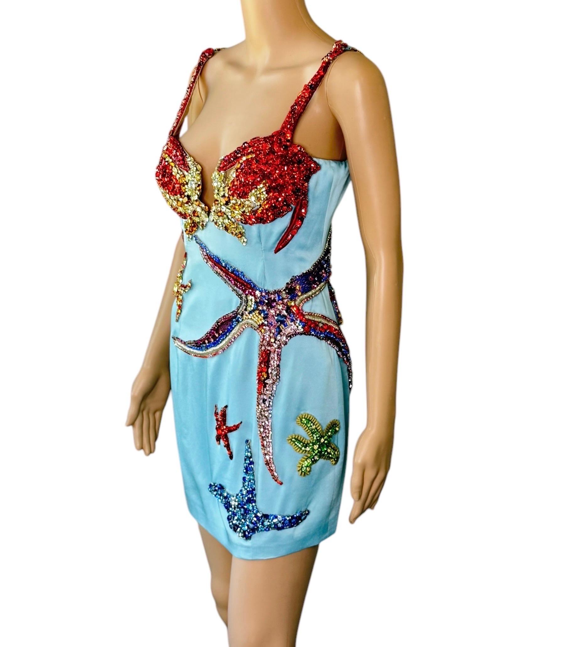 Versace S/S 2021 Runway Trésor De La Mer Crystal Embellished Bustier Mini Dress 3