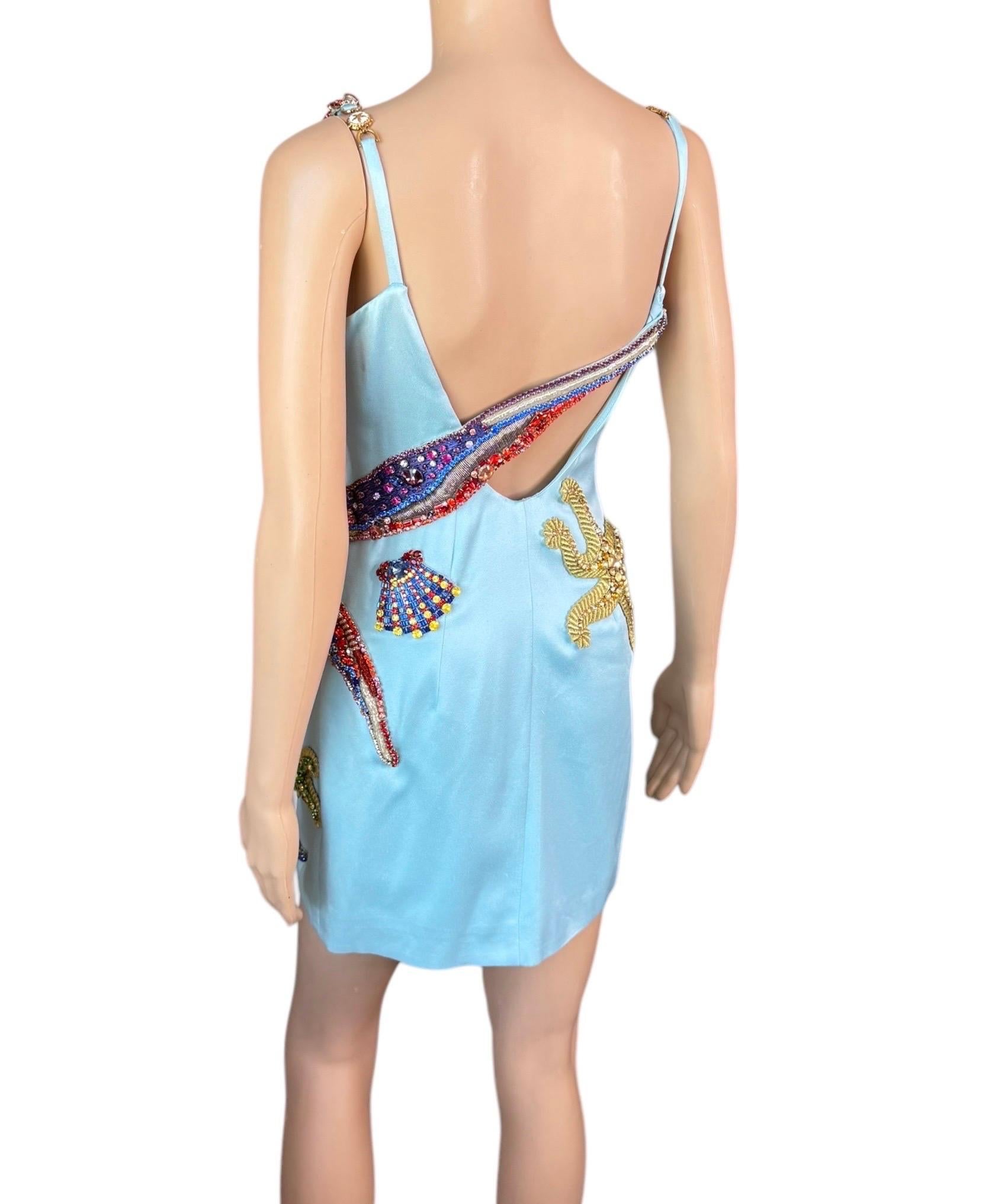 Versace S/S 2021 Runway Trésor De La Mer Crystal Embellished Bustier Mini Dress 4