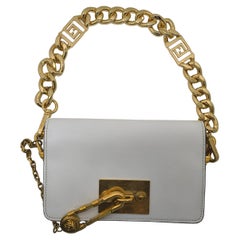 Versace Safety Pin Gold White Sling Unisex Runway Bag
