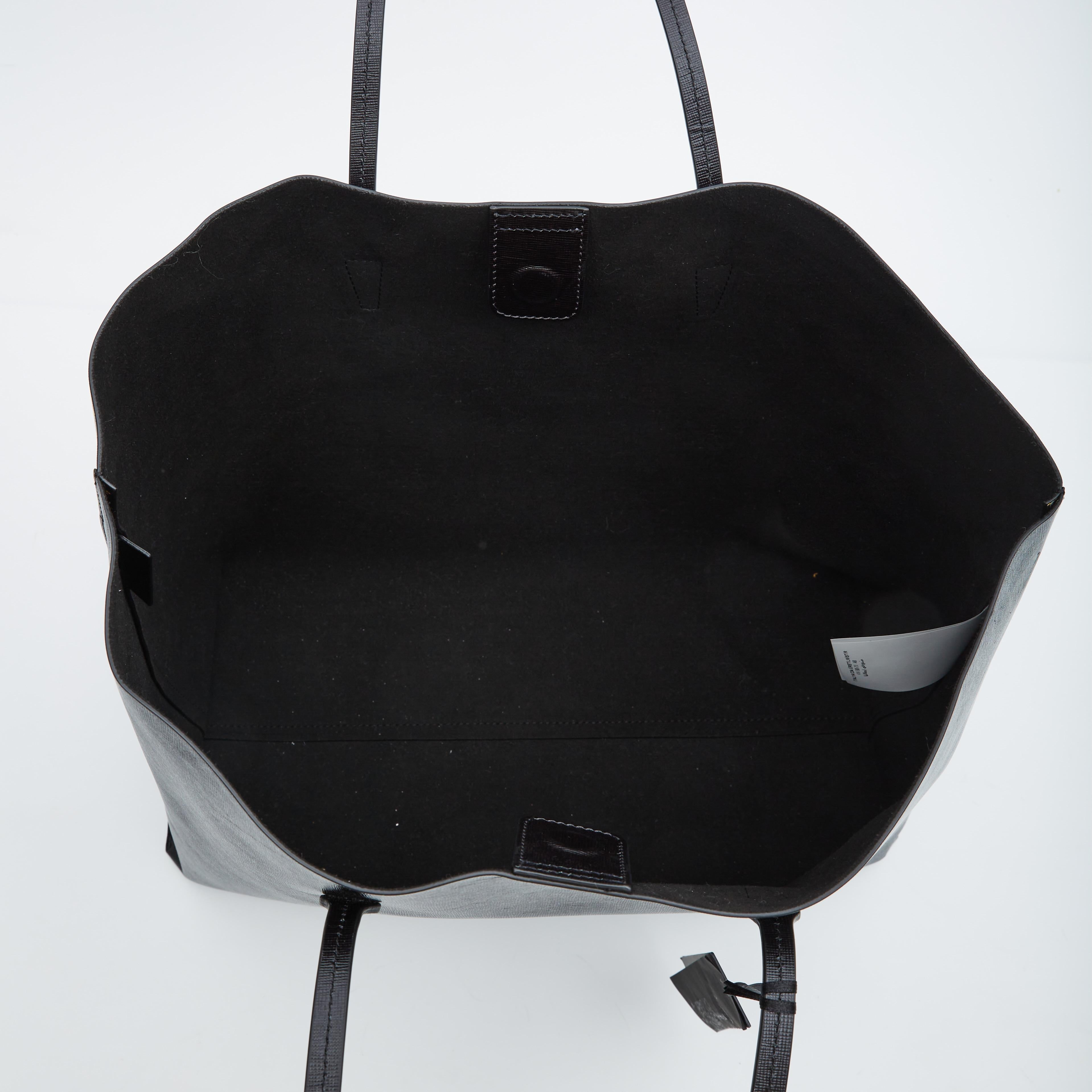 Bolso Tote Versace Piel Saffiano Negro Estampado Barroco 1