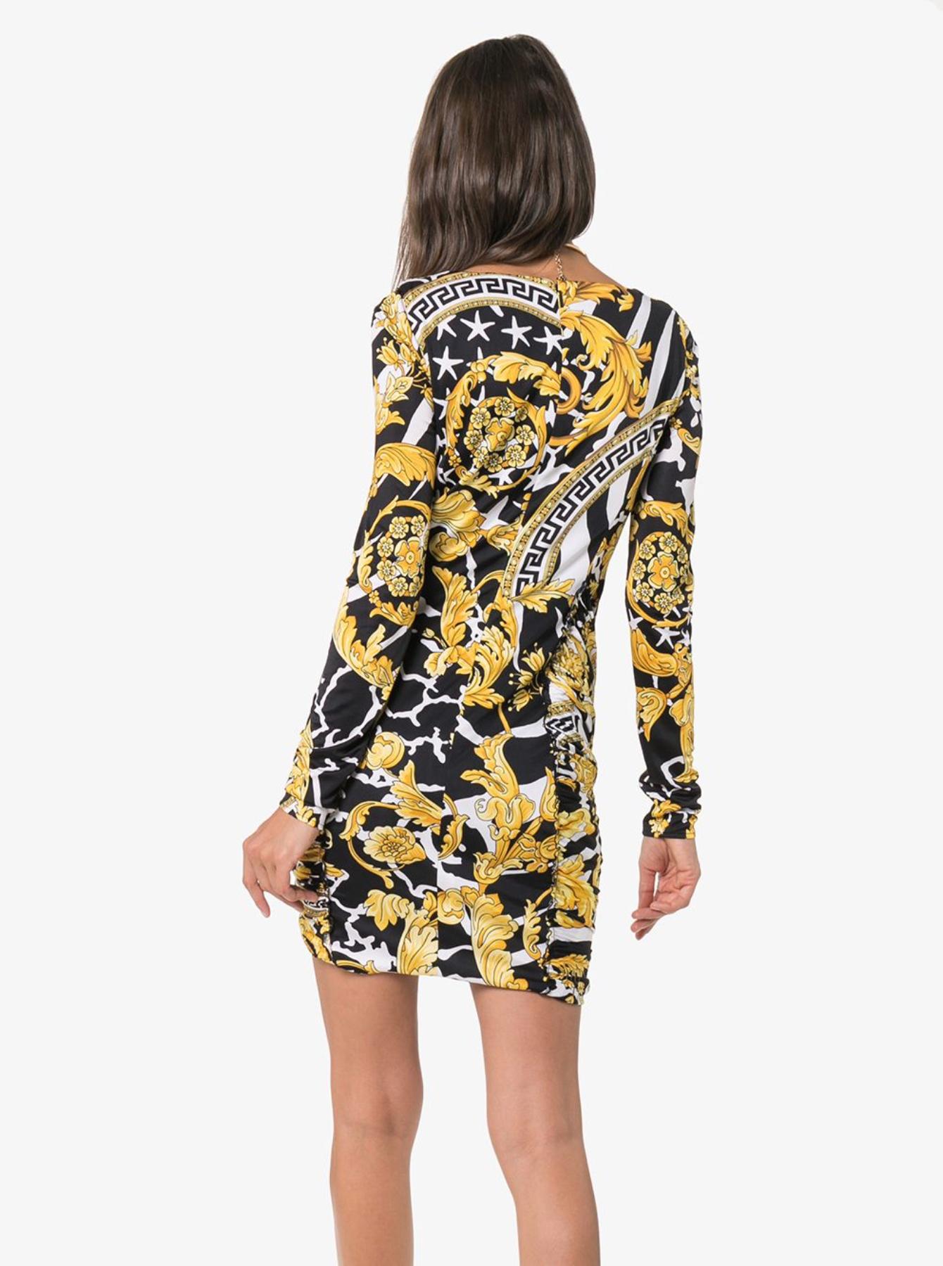 long sleeve ruched mini dress