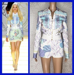 S/S 2012 Look # 5 NEW VERSACE SEASHELL PRINT JACKET and SHORT SUIT 38 - 2