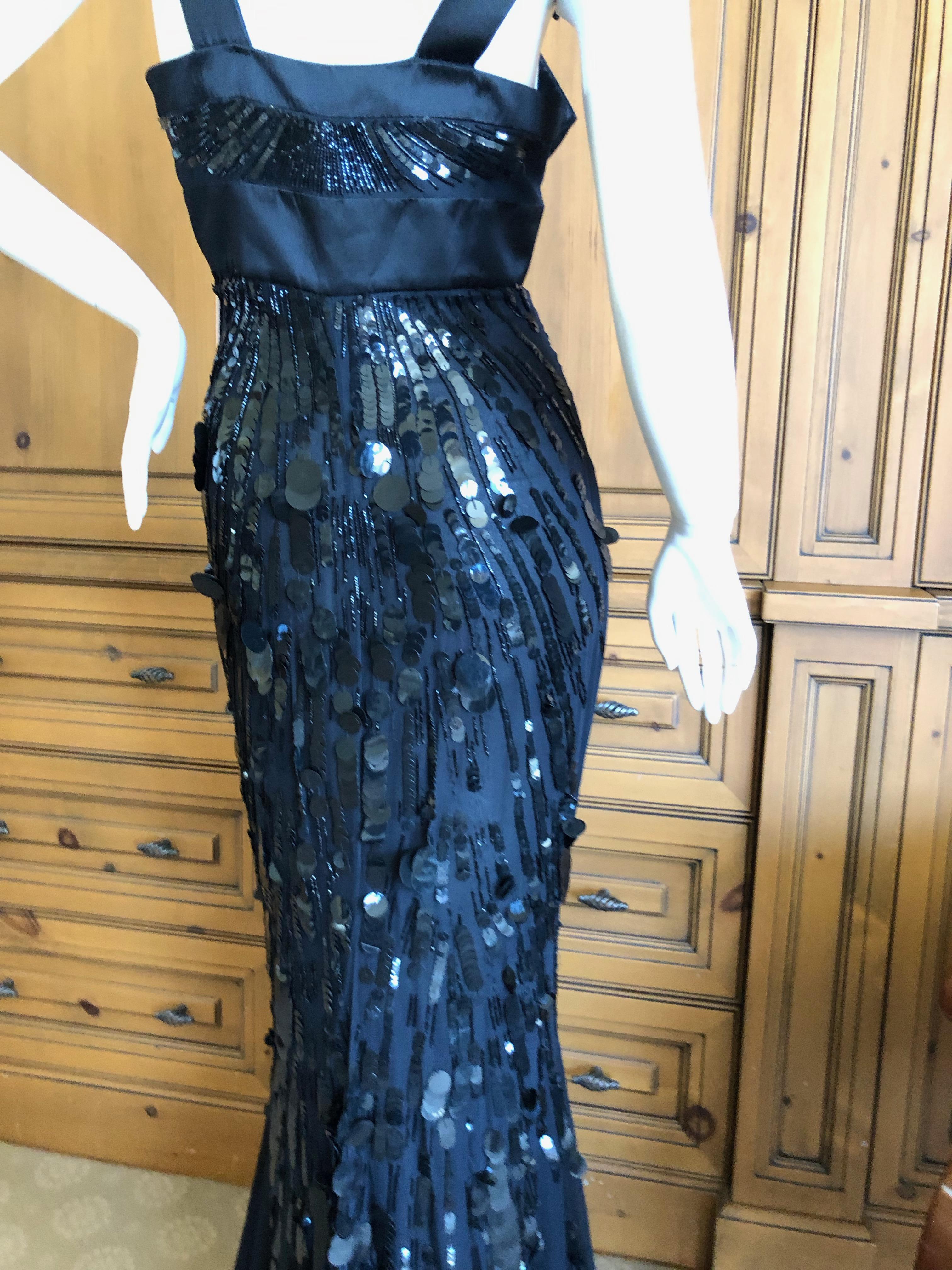  Versace Sequin and Bead Embellished Vintage Black Evening Dress For Sale 5