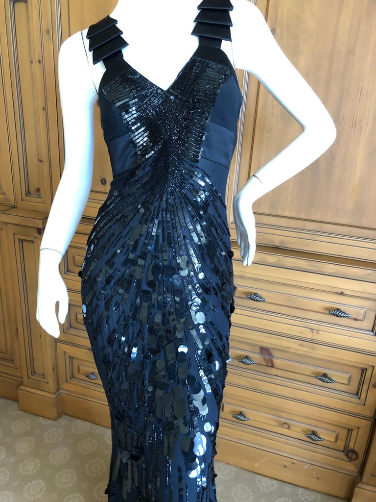 Versace Sequin and Bead Embellished Vintage Black Evening Dress For ...