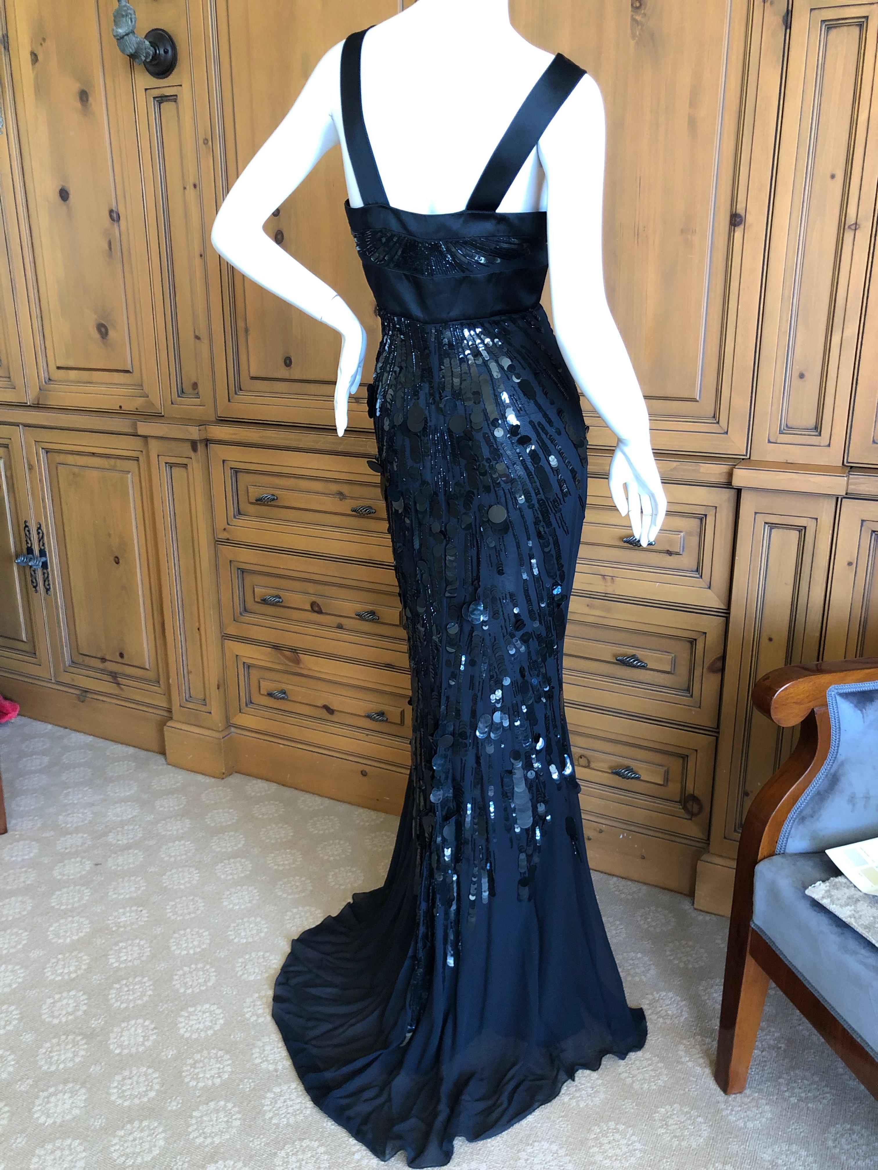  Versace Sequin and Bead Embellished Vintage Black Evening Dress For Sale 3