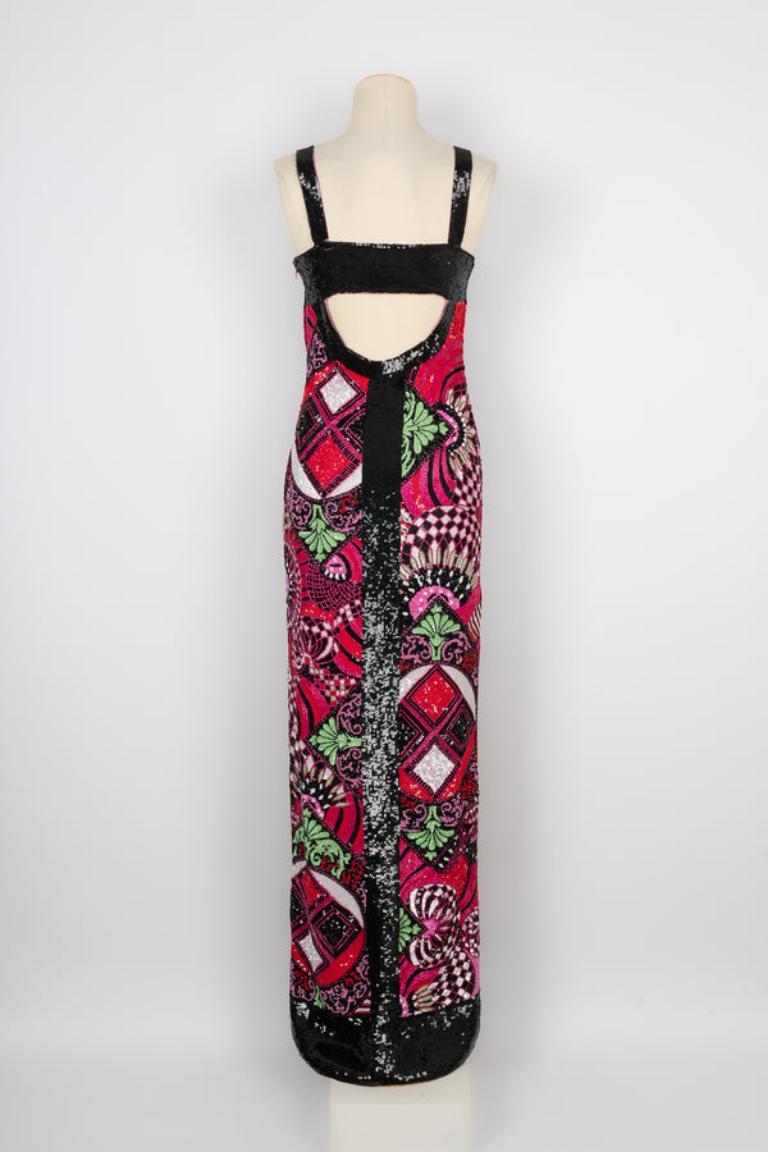 Versace Langes Kleid mit Pailletten (Schwarz) im Angebot