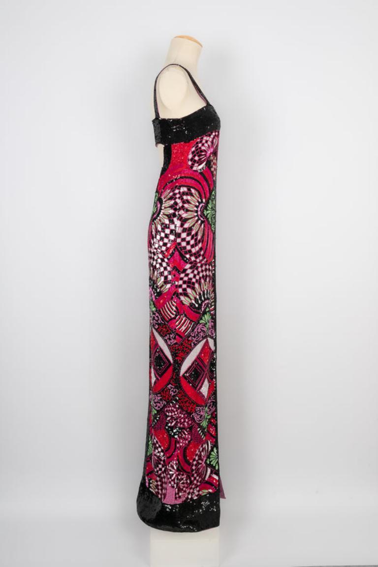 Versace Langes Kleid mit Pailletten im Zustand „Hervorragend“ im Angebot in SAINT-OUEN-SUR-SEINE, FR