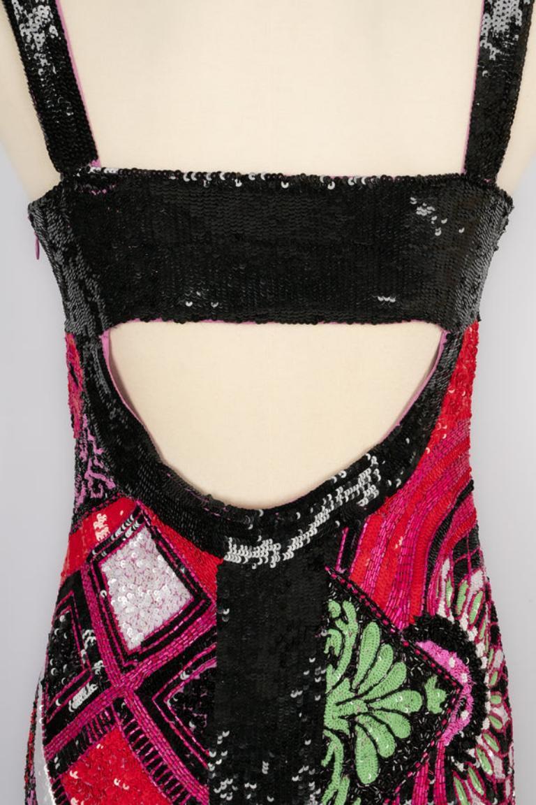 Versace Langes Kleid mit Pailletten Damen im Angebot