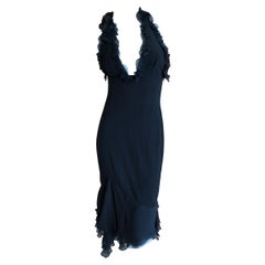   Versace Sexy 99 Little Black Dress with Ruffled Halter & Asymmetric Ruffle Hem
