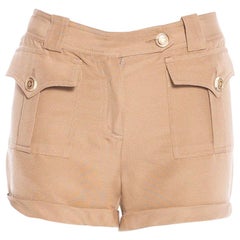 UNWORN Versace Tan Hot Pants Shorts with Medusa Detail Buttons 38