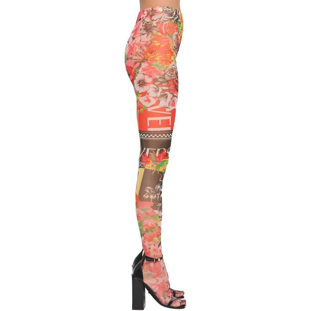 Versace Sheer Printed Stretch Tulle Leggings IT40 US4 In New Condition For Sale In Brossard, QC