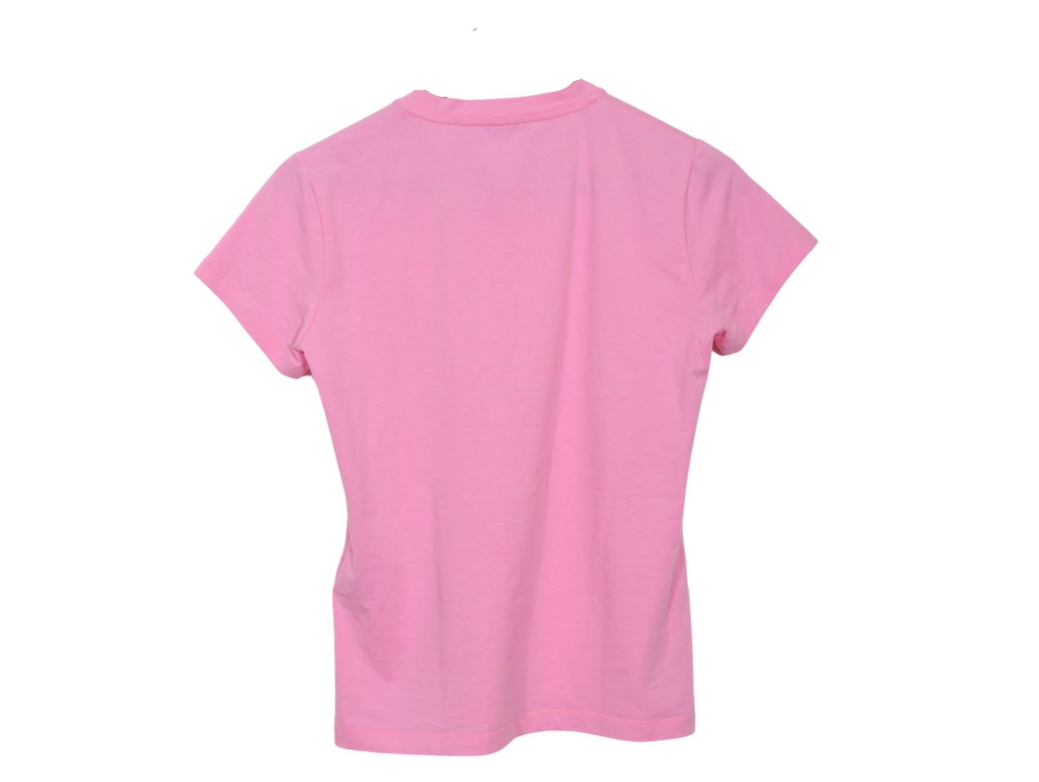 VERSACE SHORT SLEEVE T-SHIRT Pink In Excellent Condition For Sale In London, GB