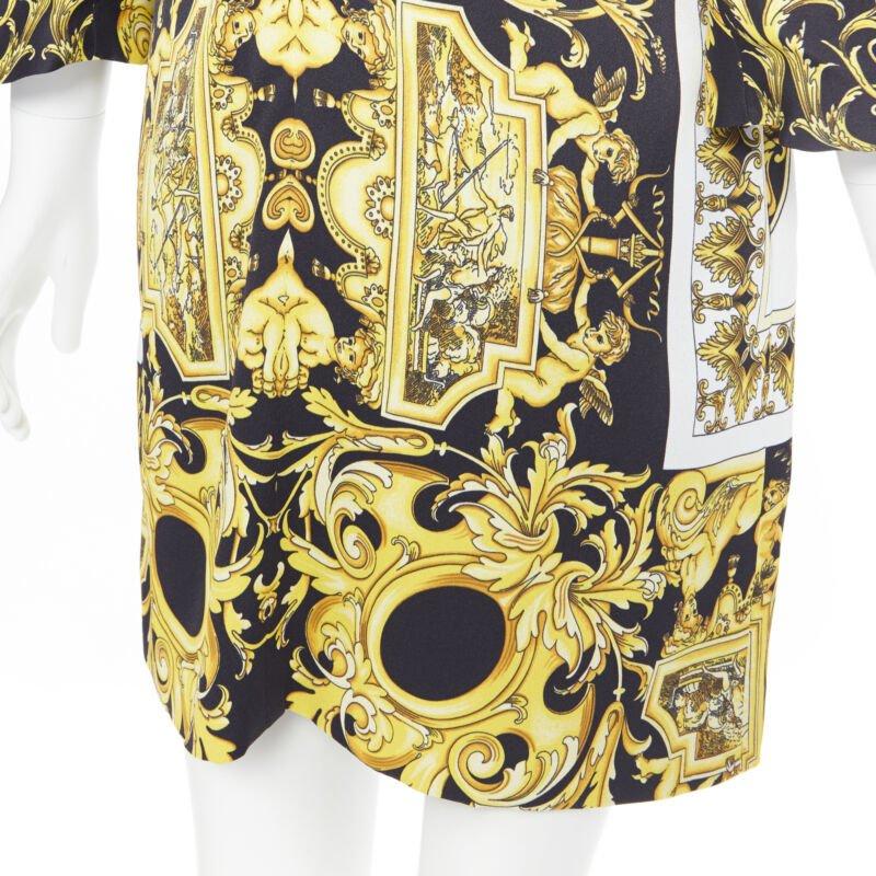 VERSACE Signature Baroque Cherub Medusa printed viscose shift dress IT38 XS For Sale 5