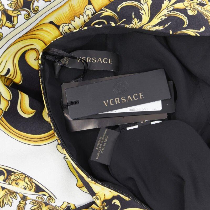 VERSACE Signature Baroque Cherub Medusa printed viscose shift dress IT38 XS For Sale 7