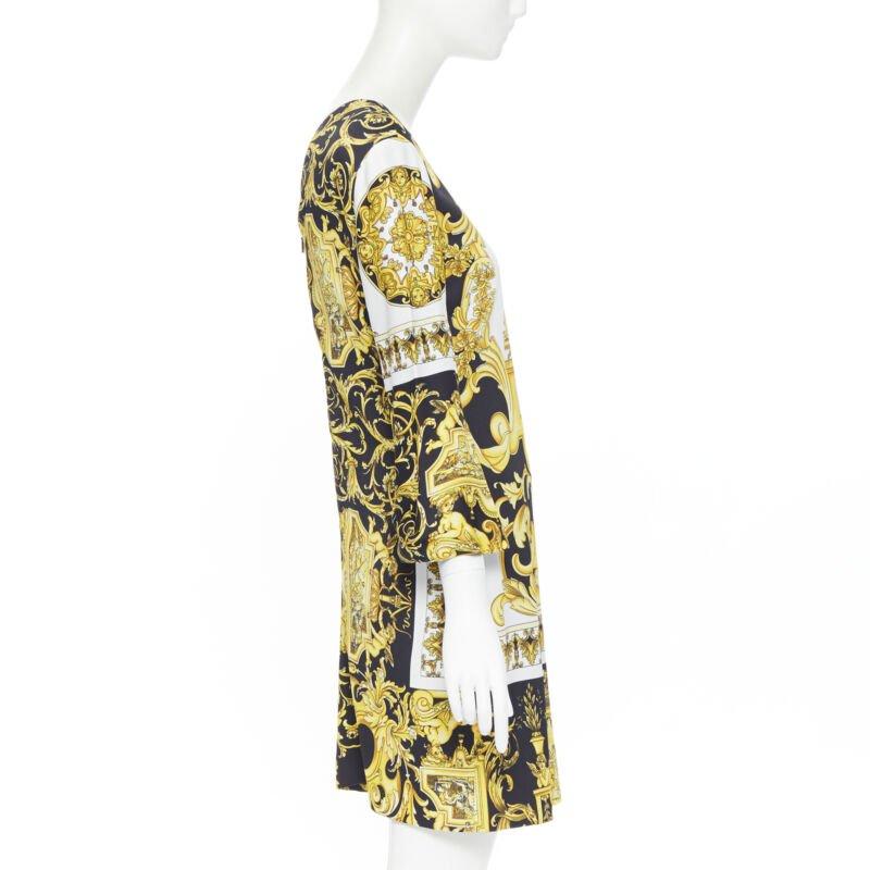 Women's VERSACE Signature Baroque Cherub Medusa printed viscose shift dress IT38 XS For Sale