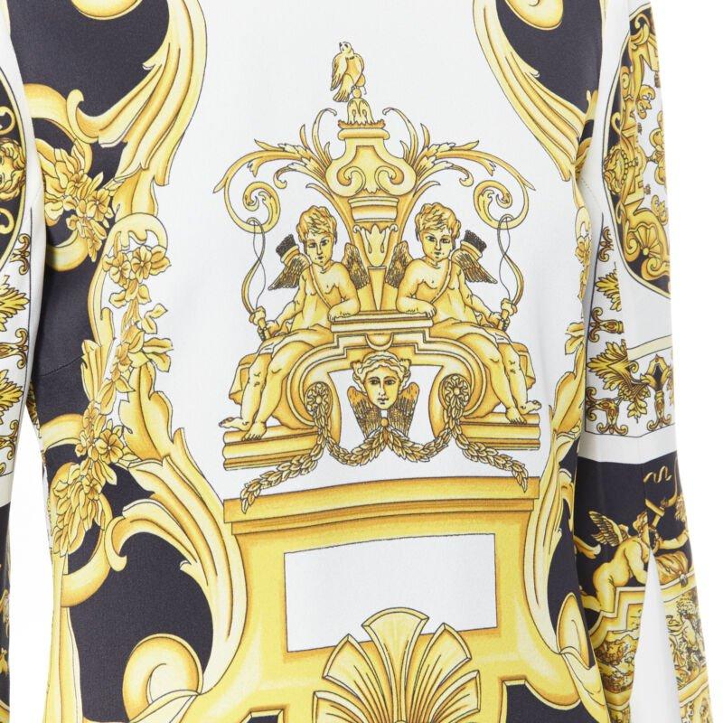VERSACE Signature Baroque Cherub Medusa printed viscose shift dress IT38 XS For Sale 3