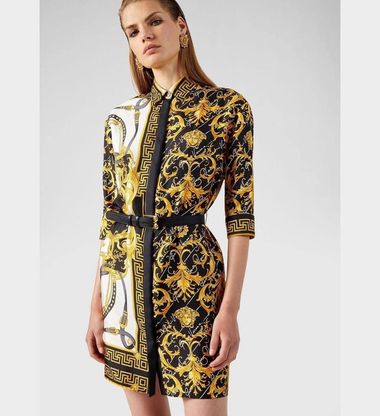 VERSACE SIGNATURE PRINT SILK SHIRT Dress 38 - 2, 40 - 4, 42 - 6 at 1stDibs | versace shirt dress, versace signature dress, versace silk shirt dress VERSACE SIGNATURE PRINT SILK SHIRT Dress 38 - 2, 40 - 4, 42 - 6 at 1stDibs | versace shirt dress, versace signature dress, versace silk shirt dress