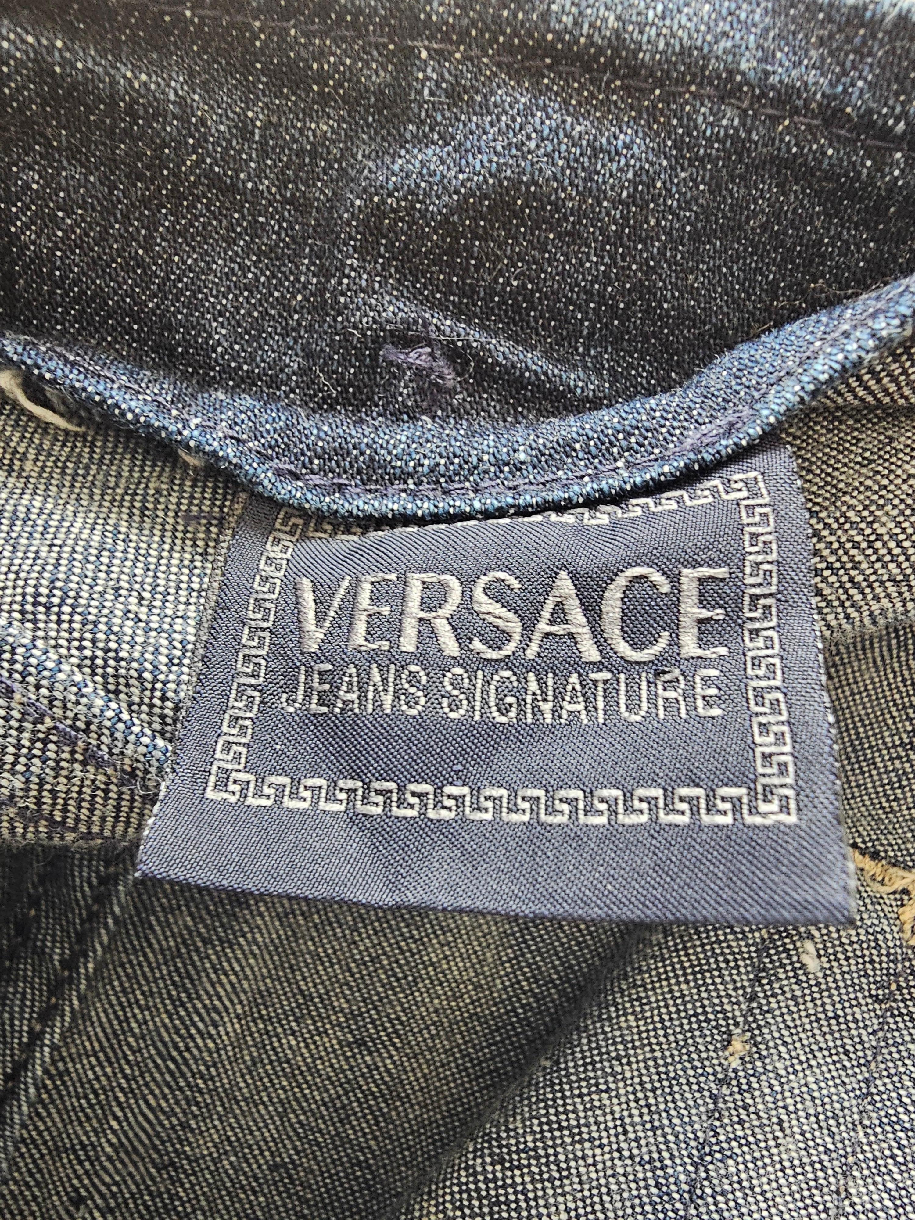 Vaqueros Versace Signature Straight Vintage 90s Lady Azul en venta 6