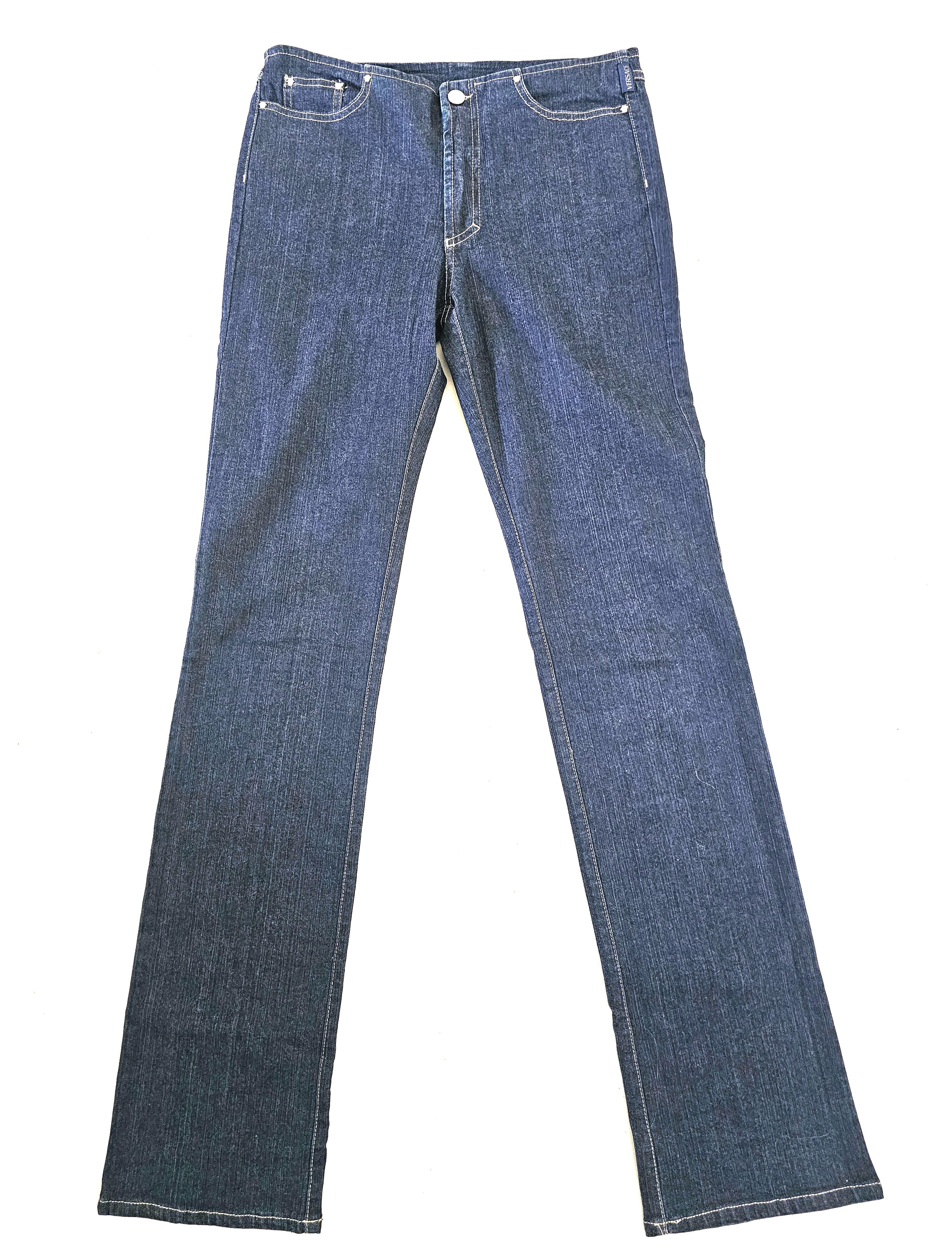 Raro Auténtico 90s Versace Firma Azul  LadyJeans. 
Directamente de la época dorada de la moda, ¡estos vaqueros ofrecen un auténtico atractivo vintage!
Digno de celebridades: iconos como Naomi Campbell, Cindy Crawford y estrellas modernas que reviven