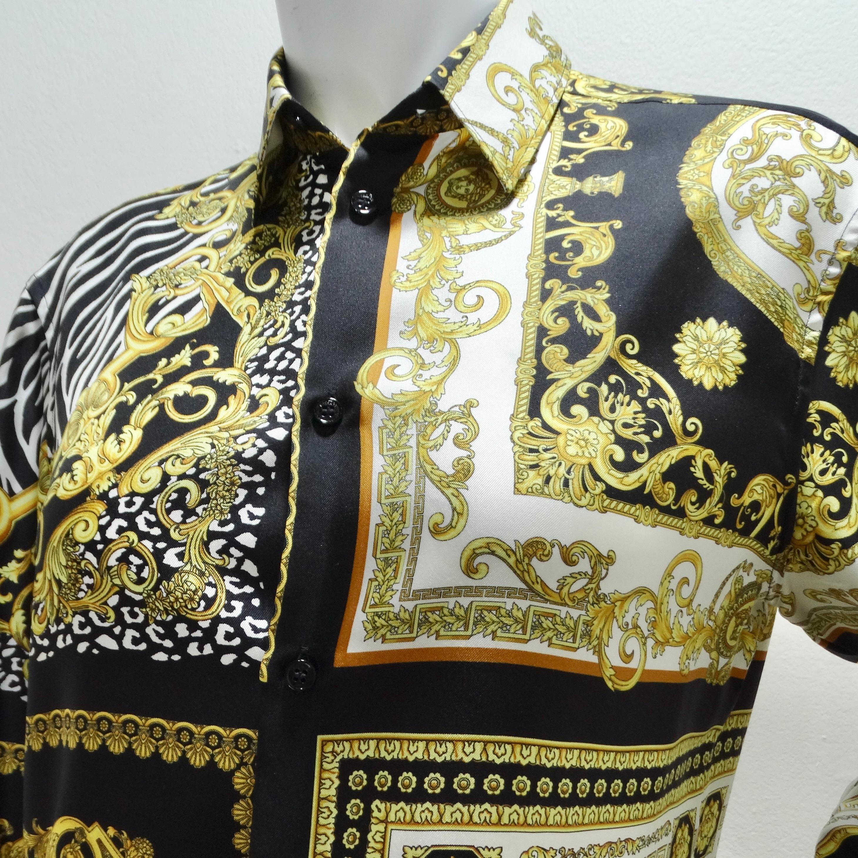 Versace Silk Baroque Button Up Shirt  In Good Condition For Sale In Scottsdale, AZ