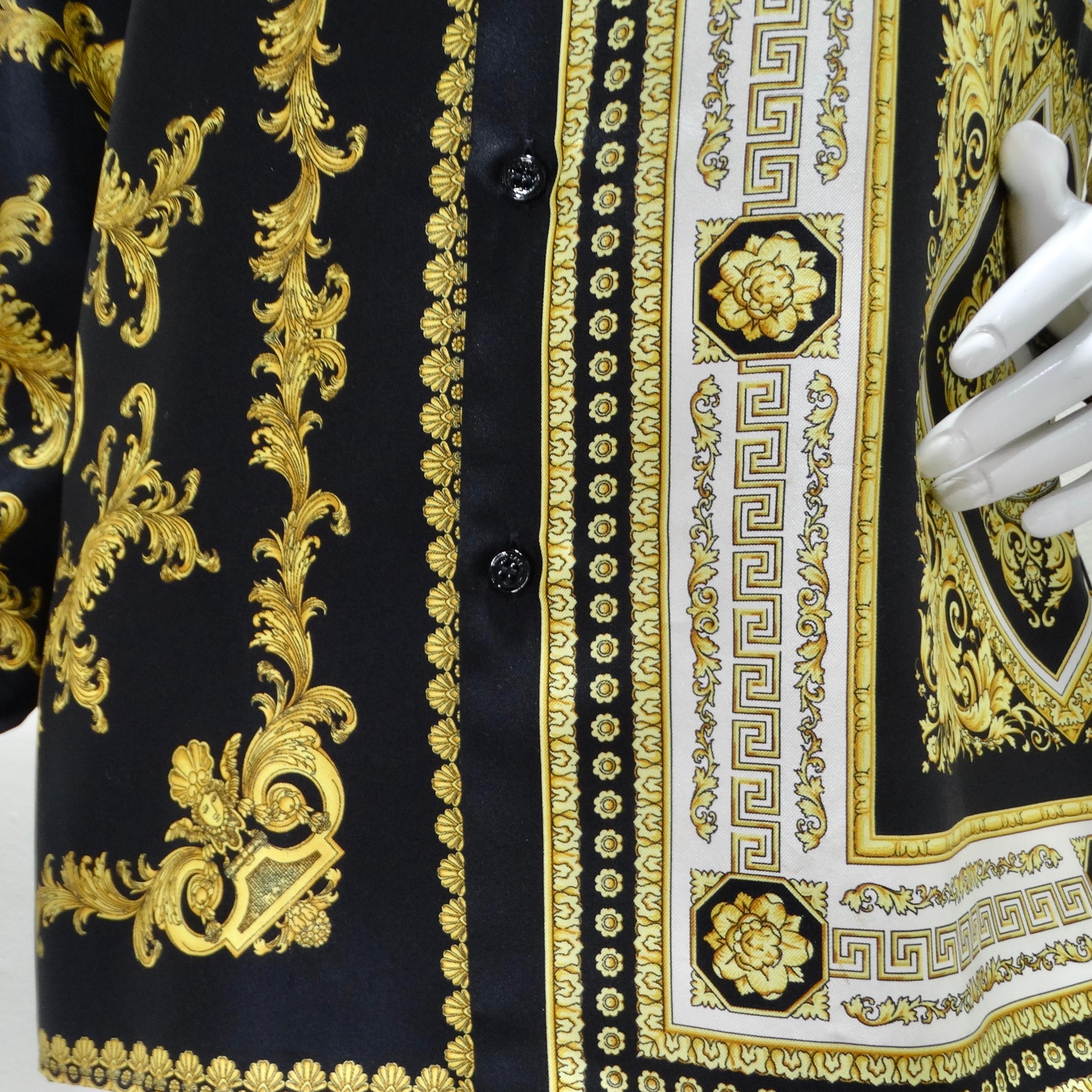 Versace - Chemise boutonnée en soie baroque  Unisexe en vente