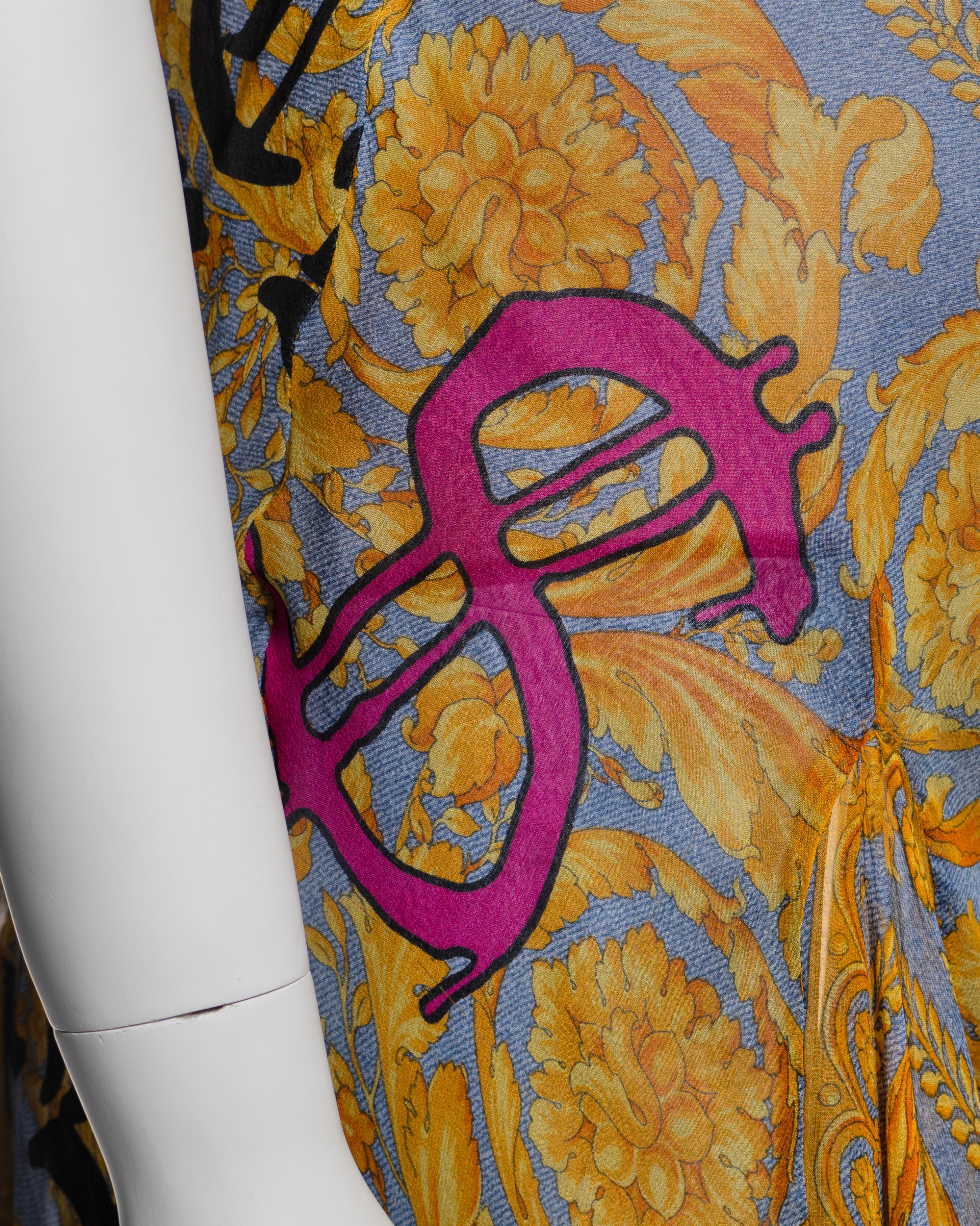 Versace Silk Chiffon Slip Dress with Baroque Print & Lace Trim, SS 2005 1
