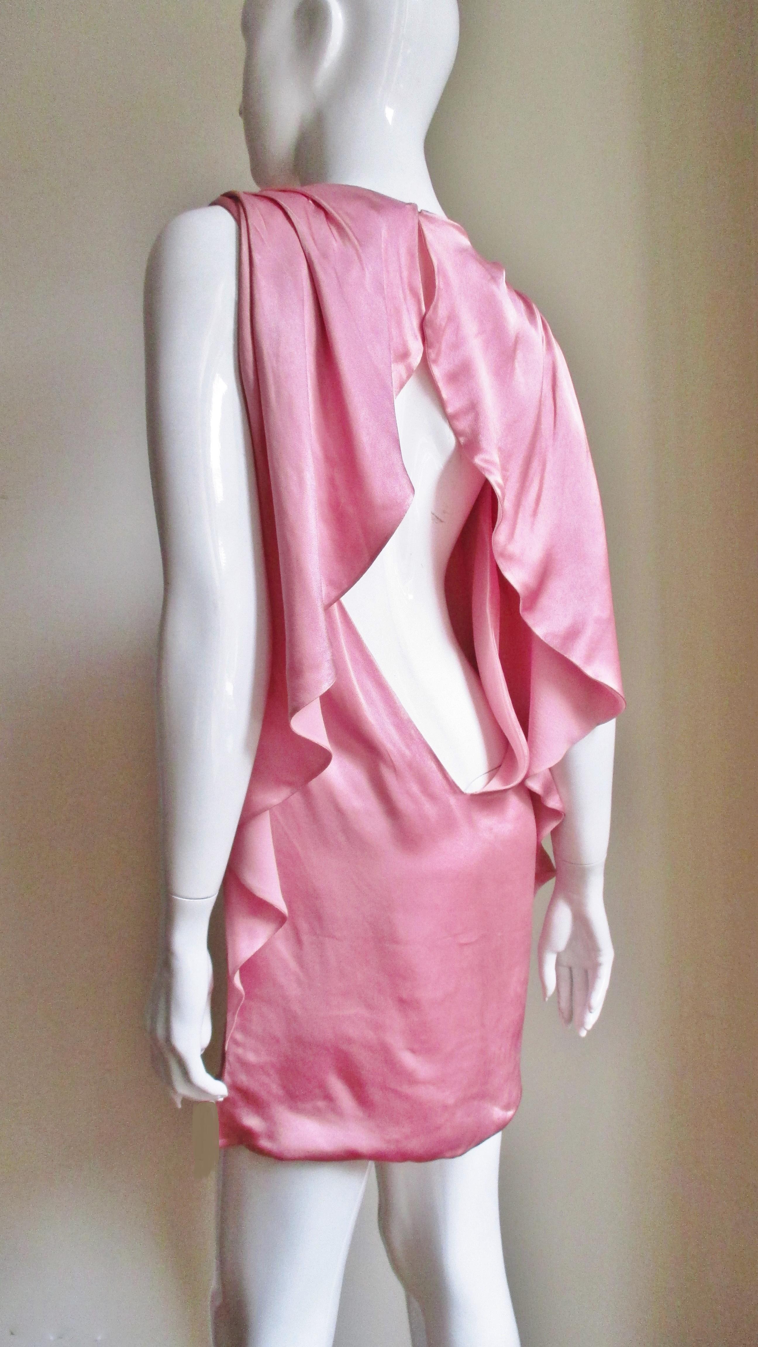Versace Silk Cut out Back Dress For Sale 4