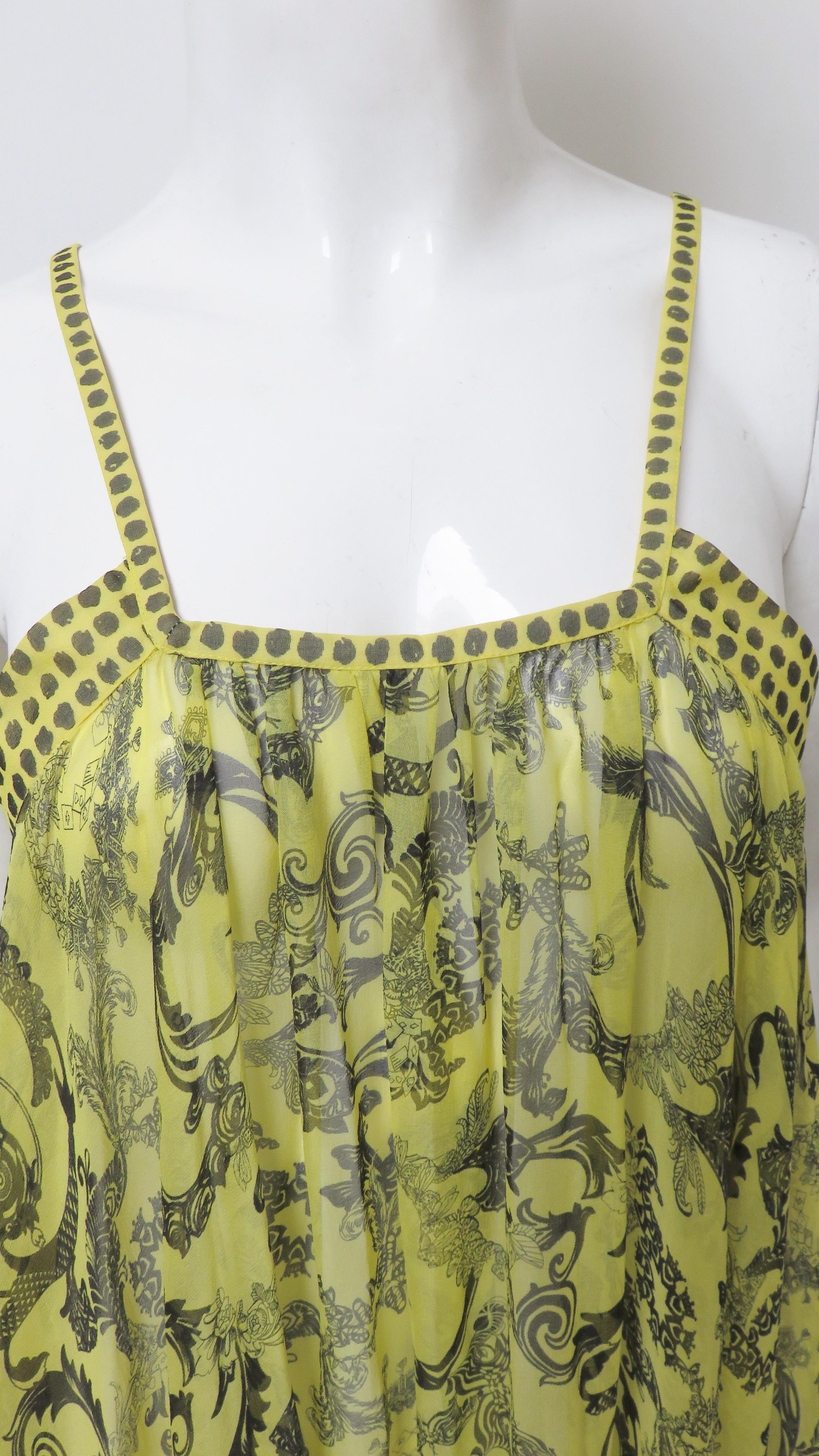 Versace Silk Dress with Elaborate Print In Excellent Condition For Sale In Water Mill, NY