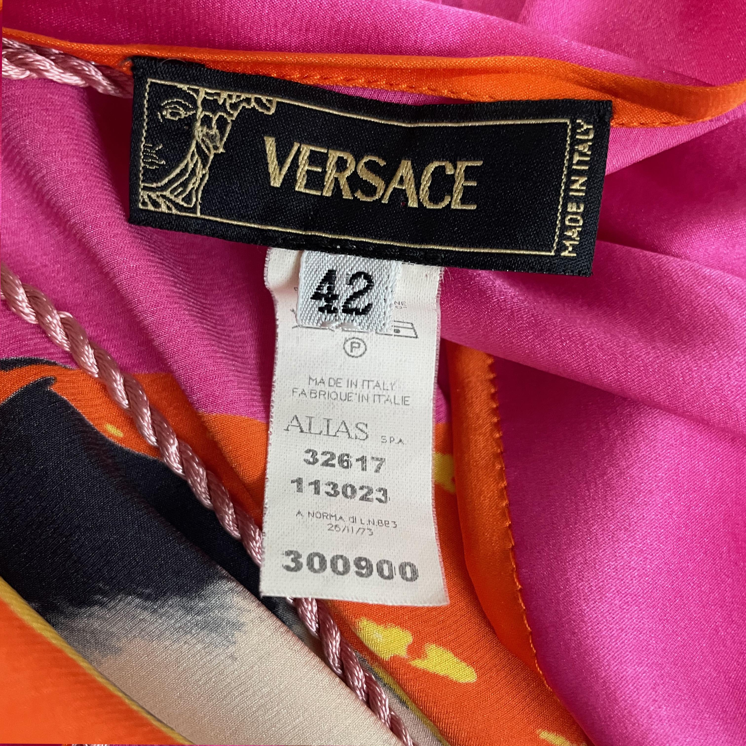 Versace Silk Halter Top Pop Art Donatella Print S/S 2004 RTW Runway Sz 42 Rare 6