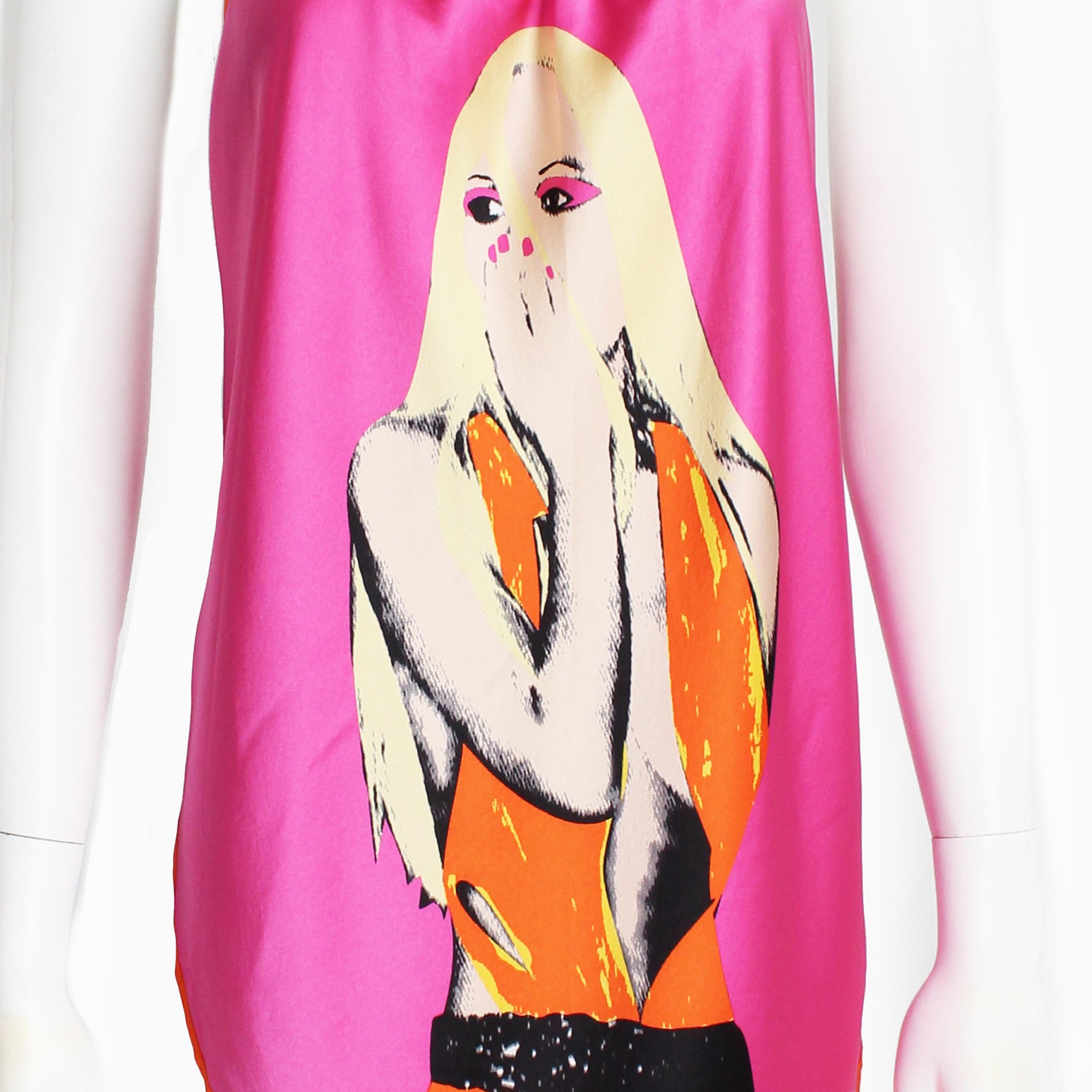 Versace Silk Halter Top Pop Art Donatella Print S/S 2004 RTW Runway Sz 42 Rare 1