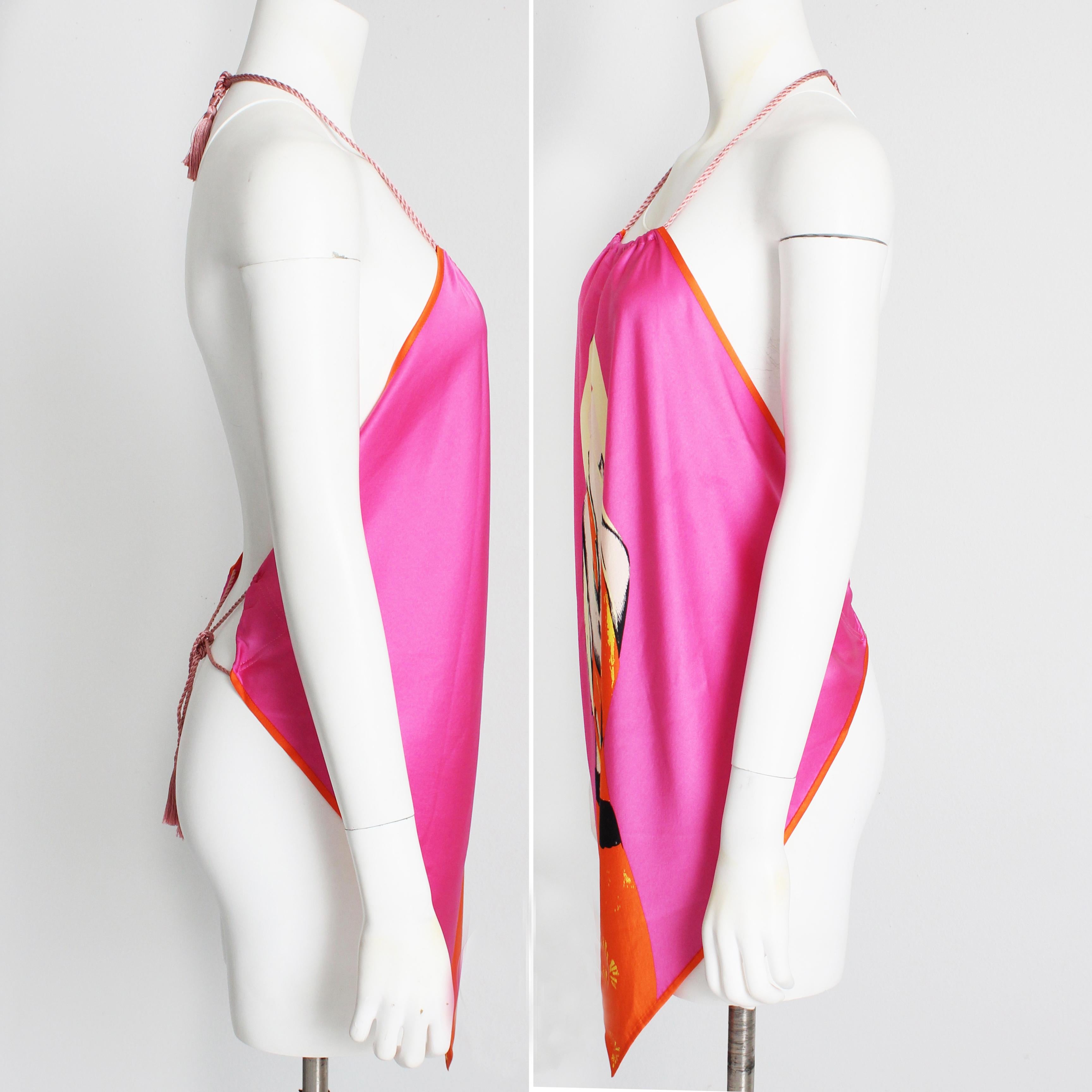 Versace Silk Halter Top Pop Art Donatella Print S/S 2004 RTW Runway Sz 42 Rare 2