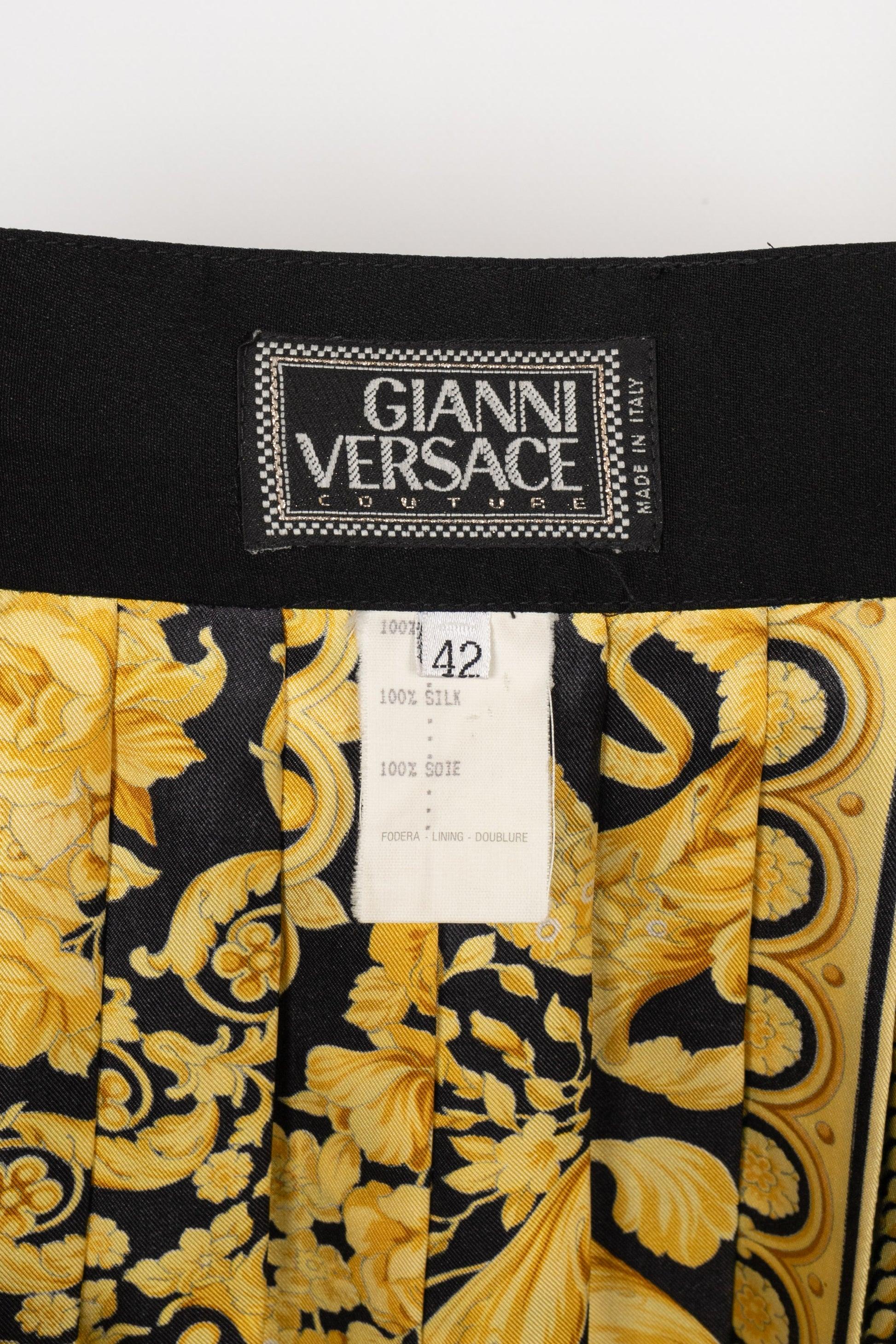 Versace Silk Pleated Skirt with Golden Patterns, 1991 For Sale 2