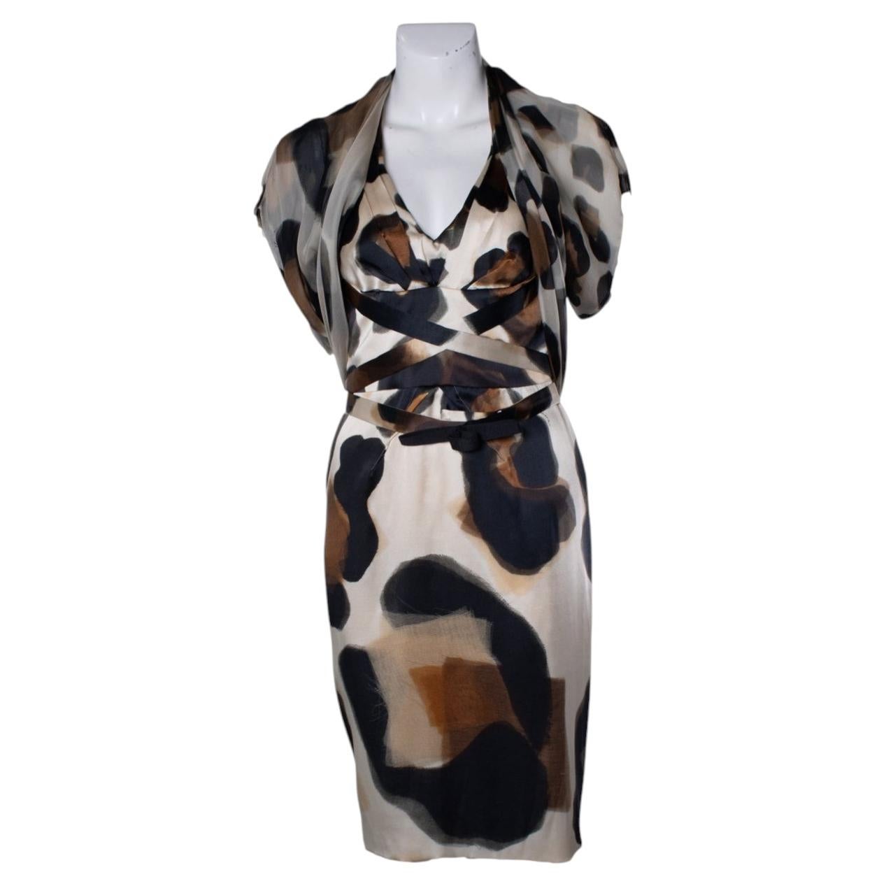 Versace, silk printed dress with bolero