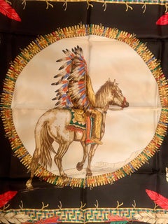 Versace Silk Scarf Native American on Horseback
