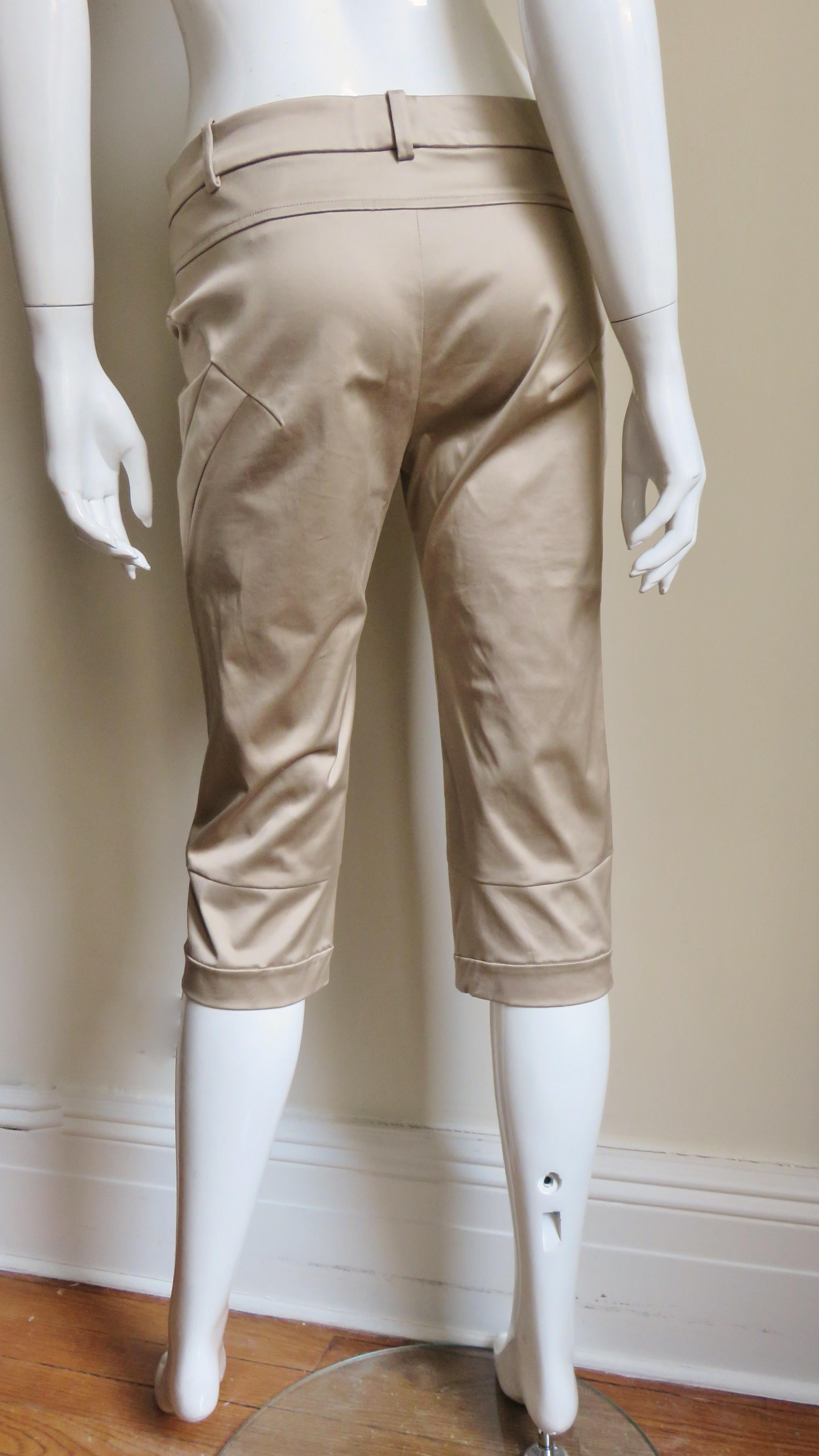 Versace New Silk Seamed Crop Pants 8