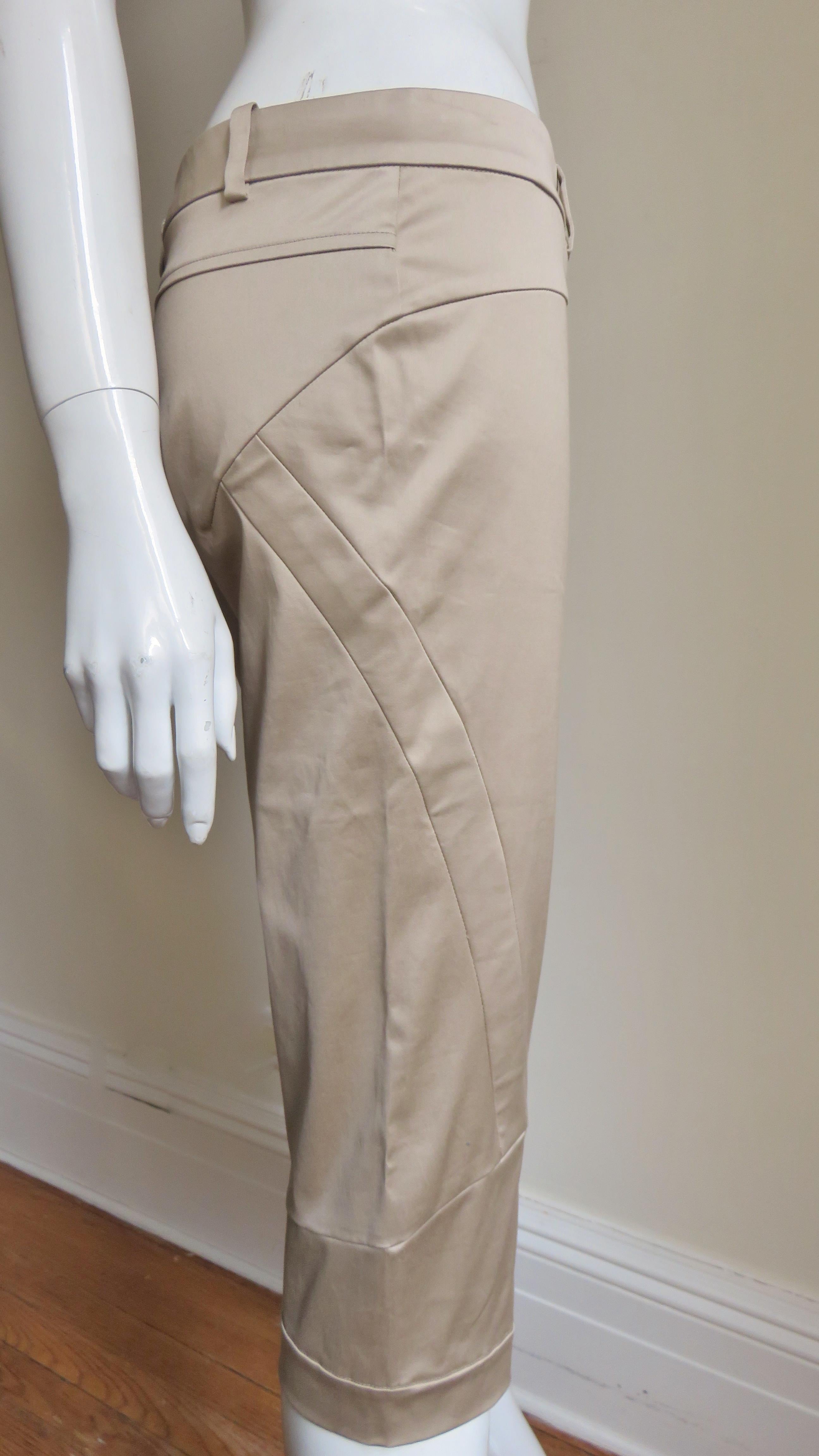 Versace New Silk Seamed Crop Pants 2