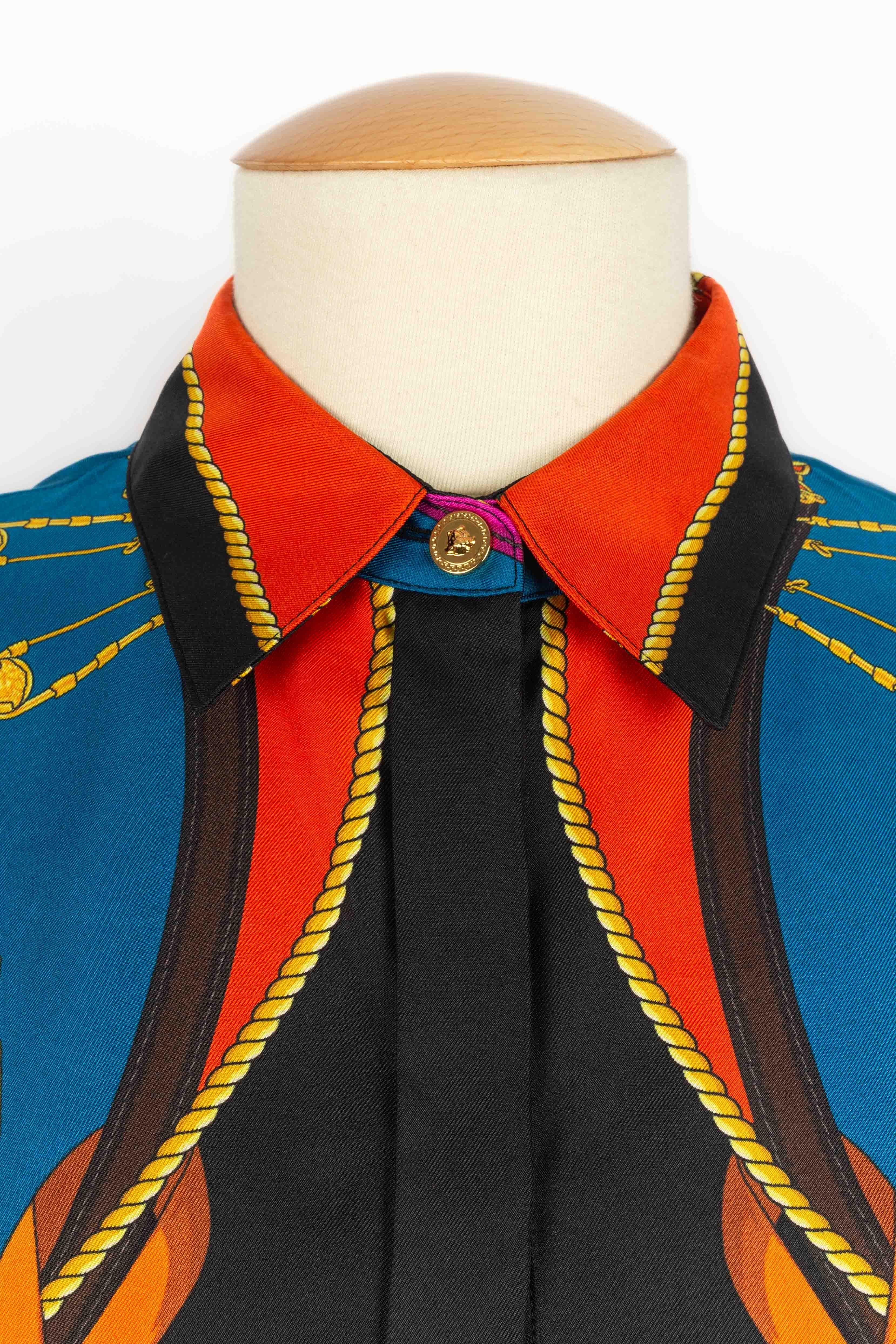 Blu Camicia di seta Versace in vendita