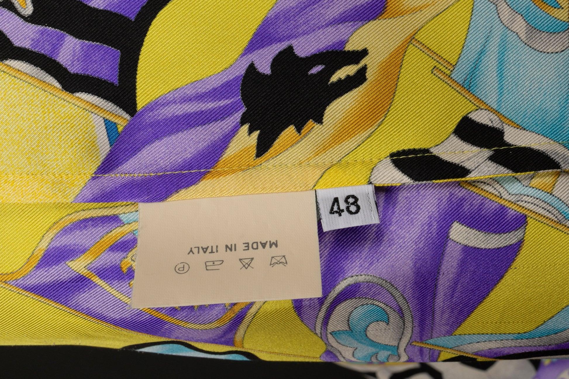 Versace Silk Shirt Printed with Blue and Purple For Sale 2