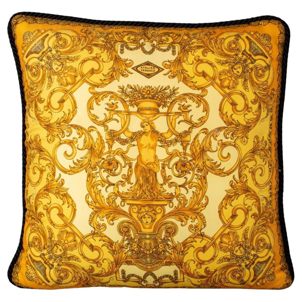 Versace Silk Throw Pillow - Arabesque For Sale