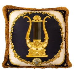 Versace Silk Throw Pillow, Gilded Lyre