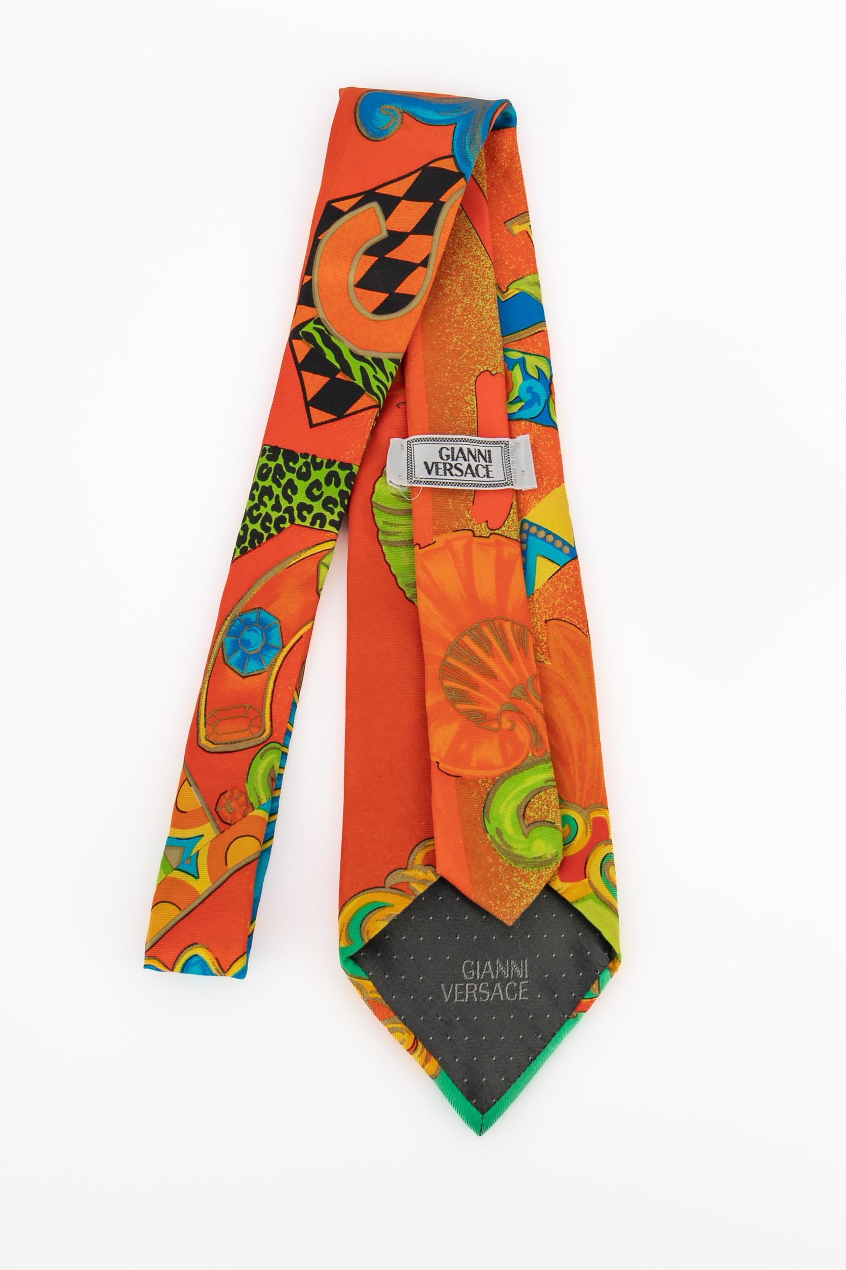 Beige Versace silk tie For Sale